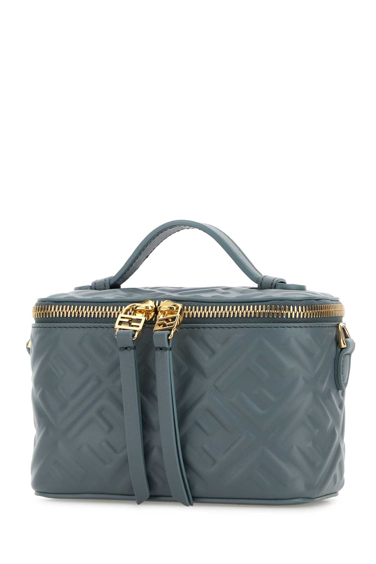 Fendi Women Cerulean Blue Leather Fendi Vanity Handbag FENDI