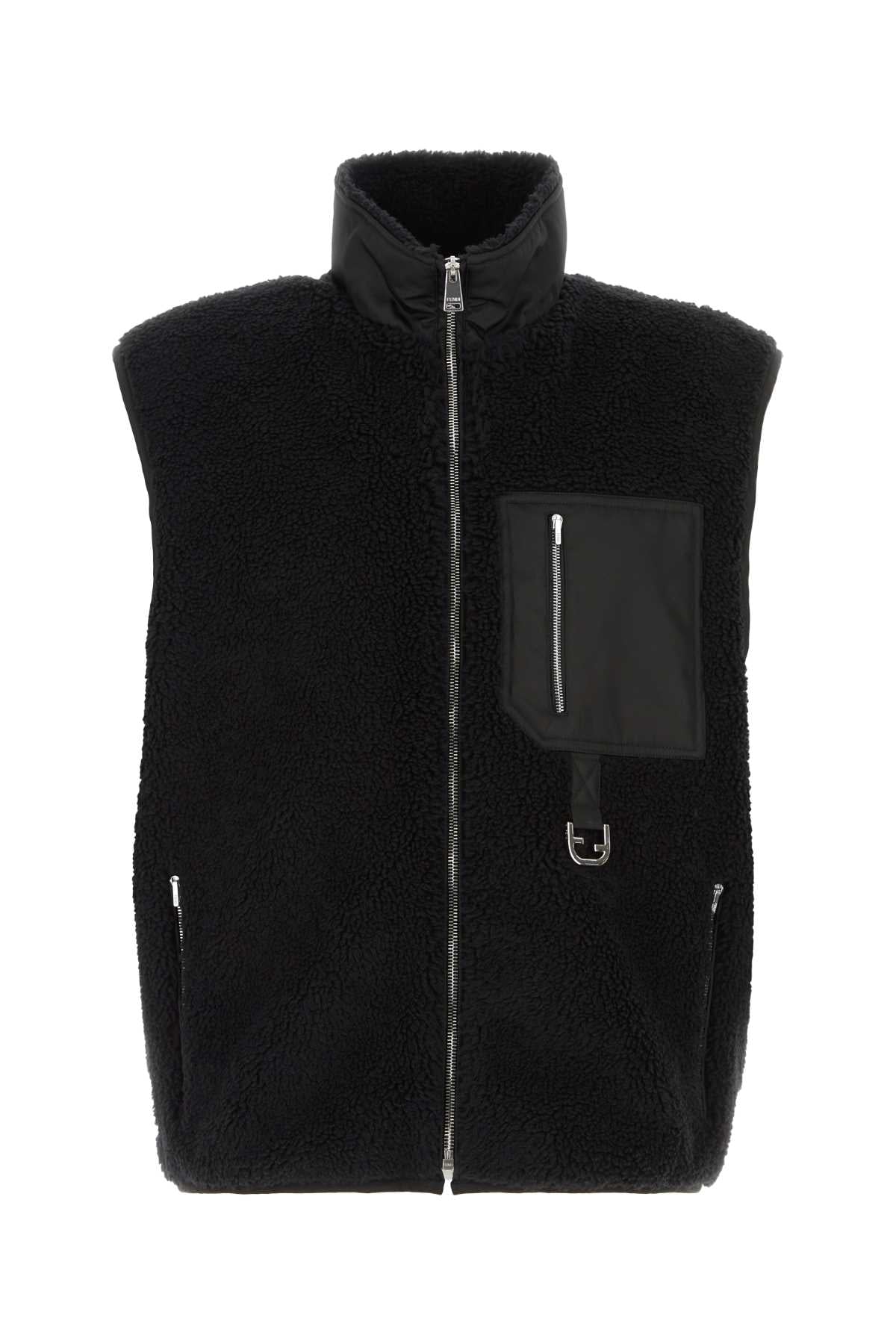 Fendi Men Black Teddy Fabric Vest FENDI
