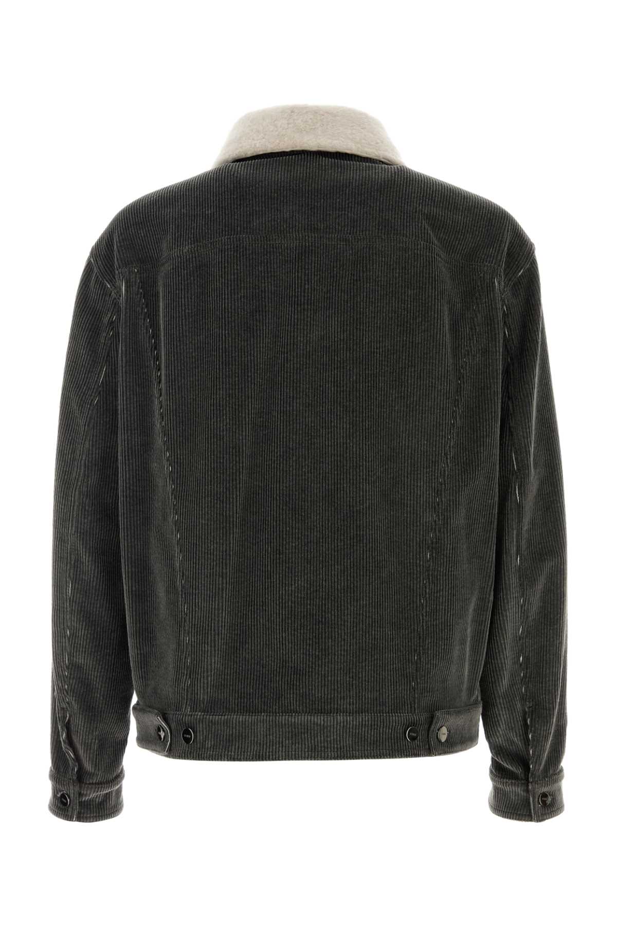 Fendi Men Dark Grey Velvet Jacket FENDI