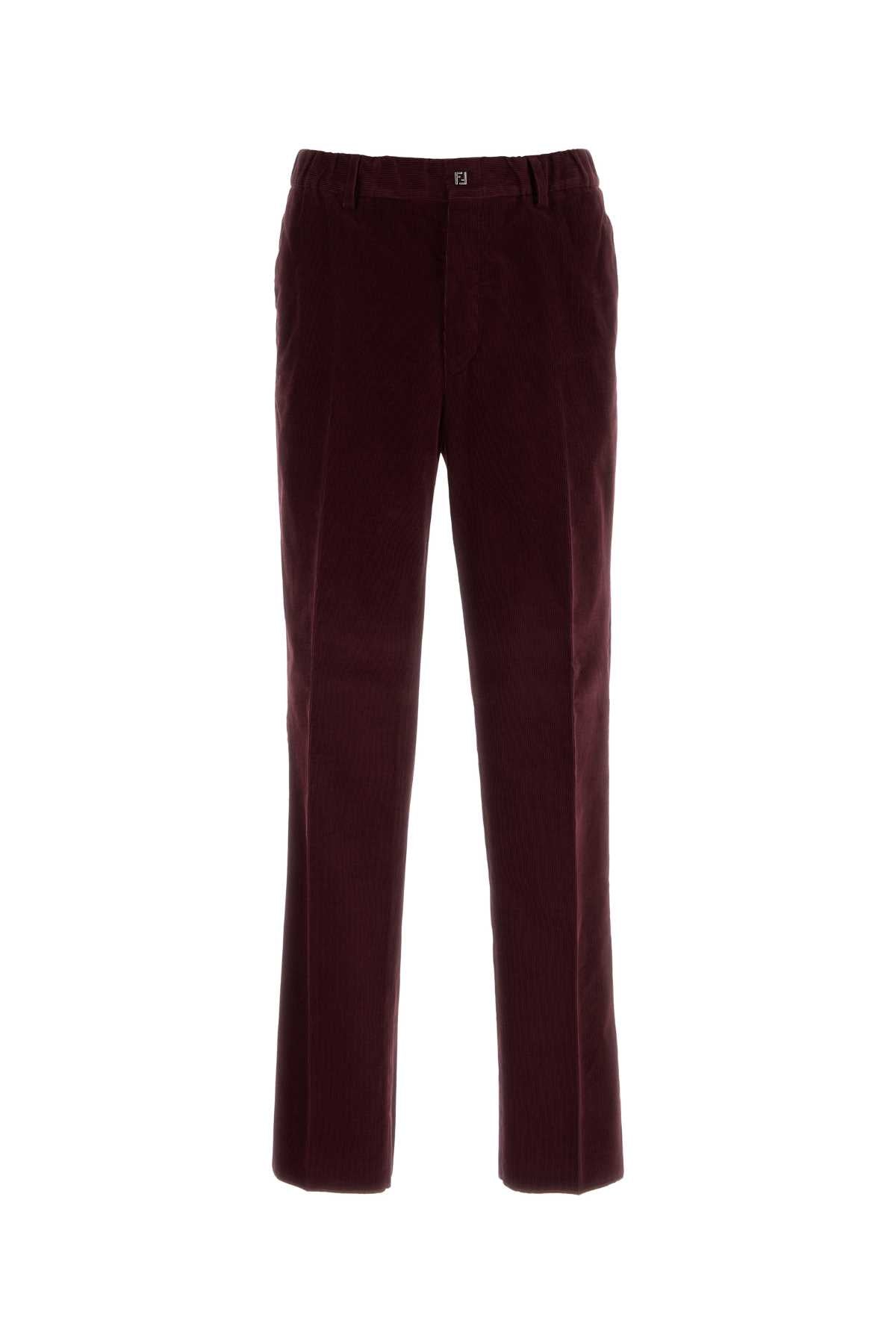 Fendi Men Burgundy Corduroy Pant FENDI