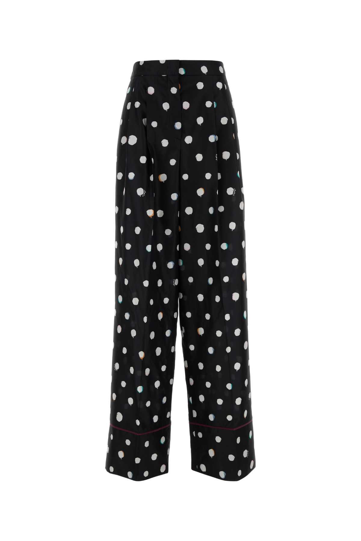 Fendi Women Printed Silk Wide-Leg Pant FENDI