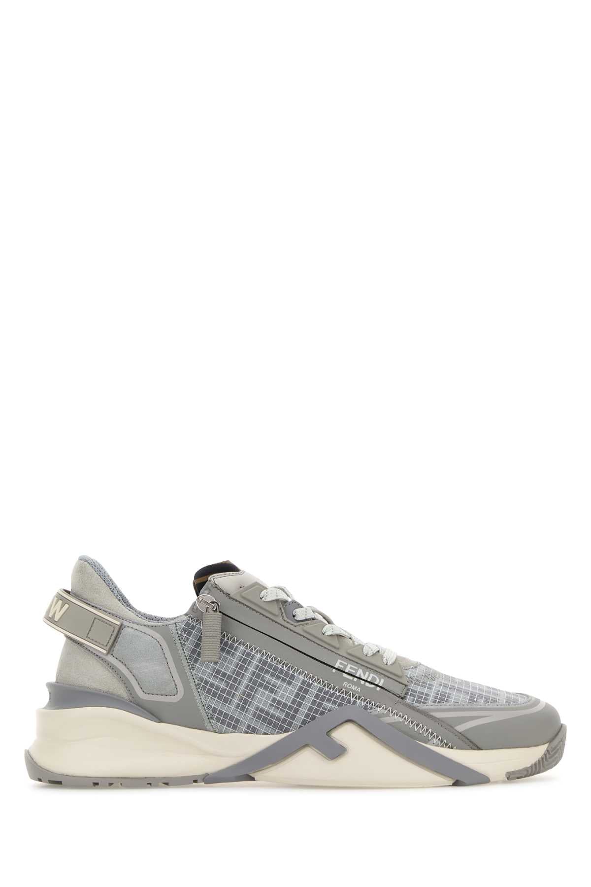 Fendi Men Grey Fabric Fendi Flow Sneakers FENDI