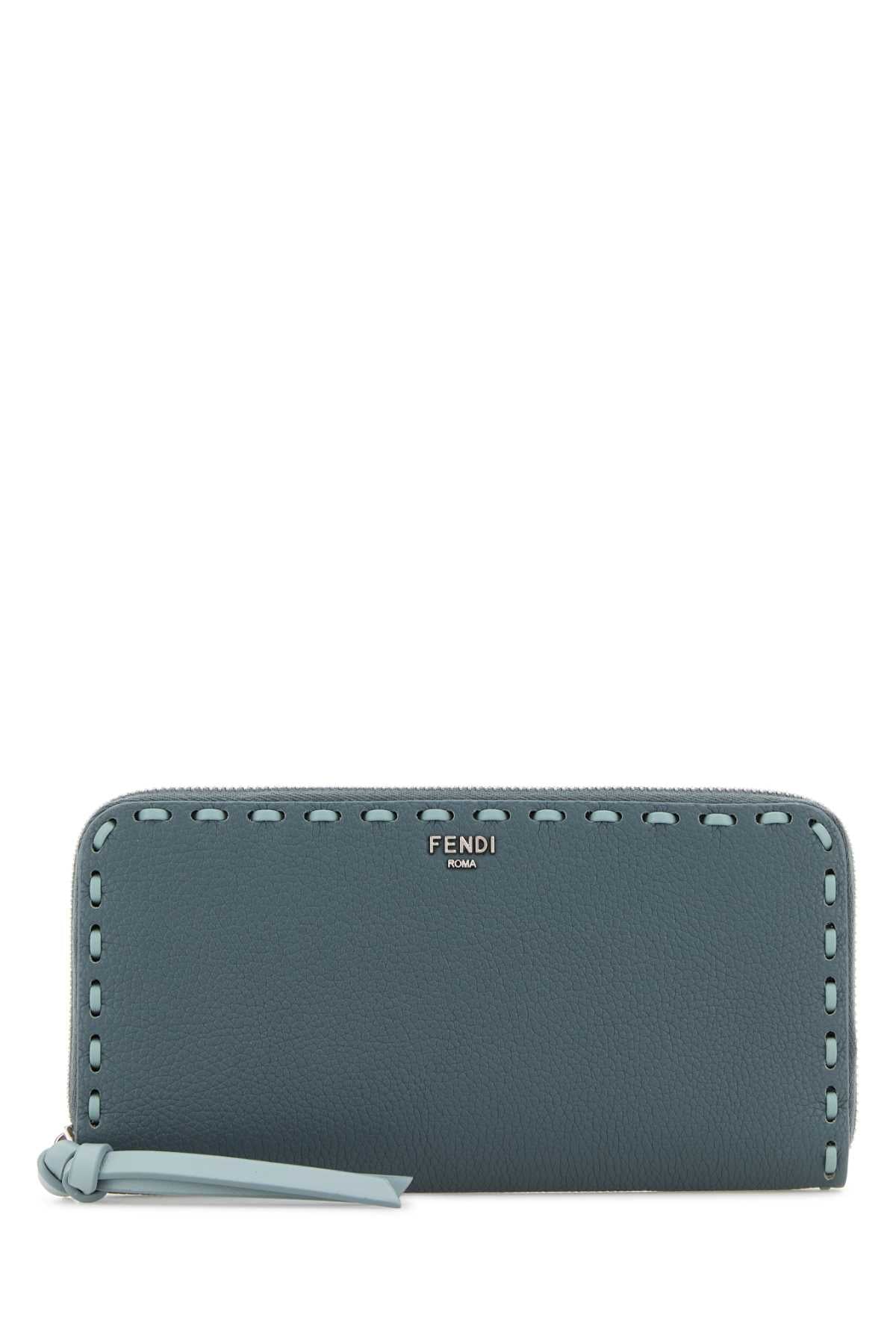 Fendi Women Air Force Blue Leather Large Peekaboo Wallet FENDI