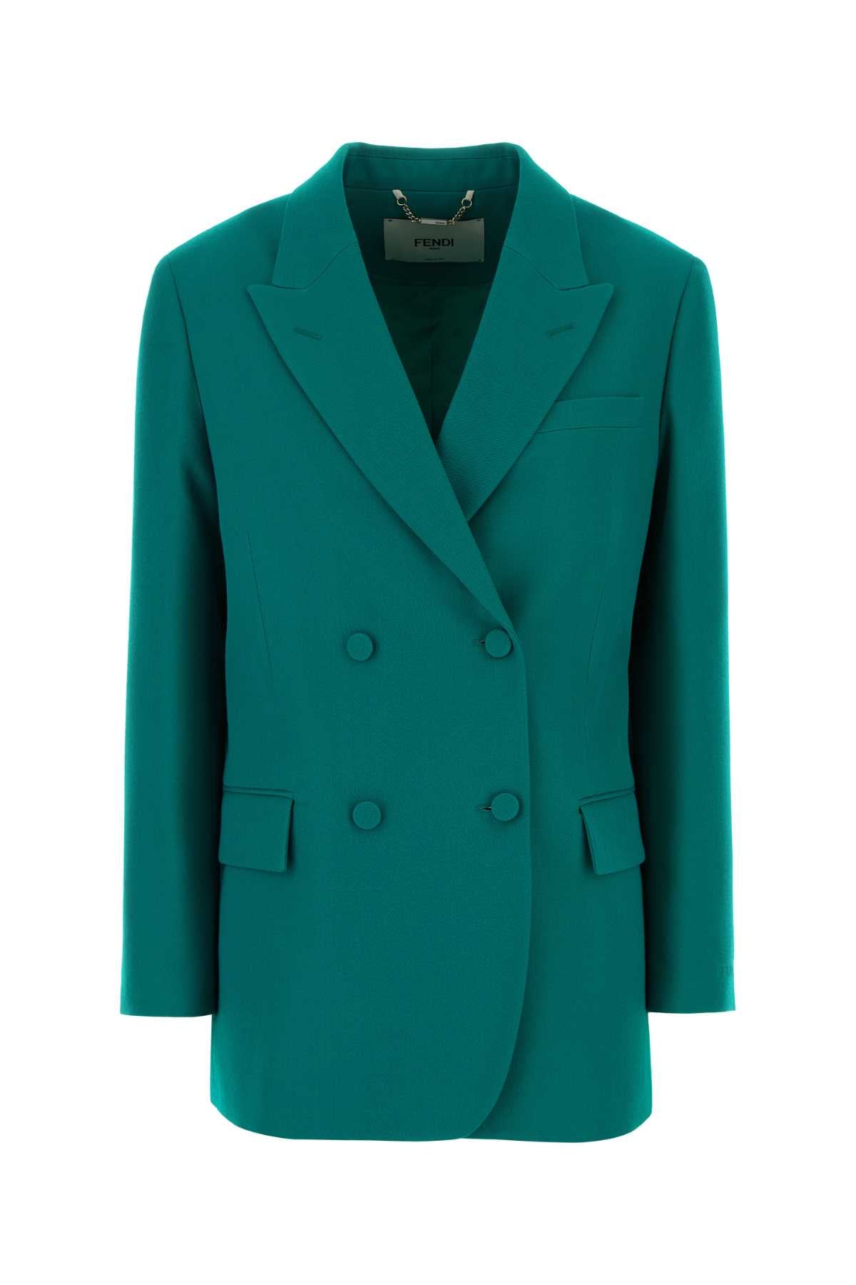 Fendi Women Turquoise Grain De Poudre Blazer FENDI