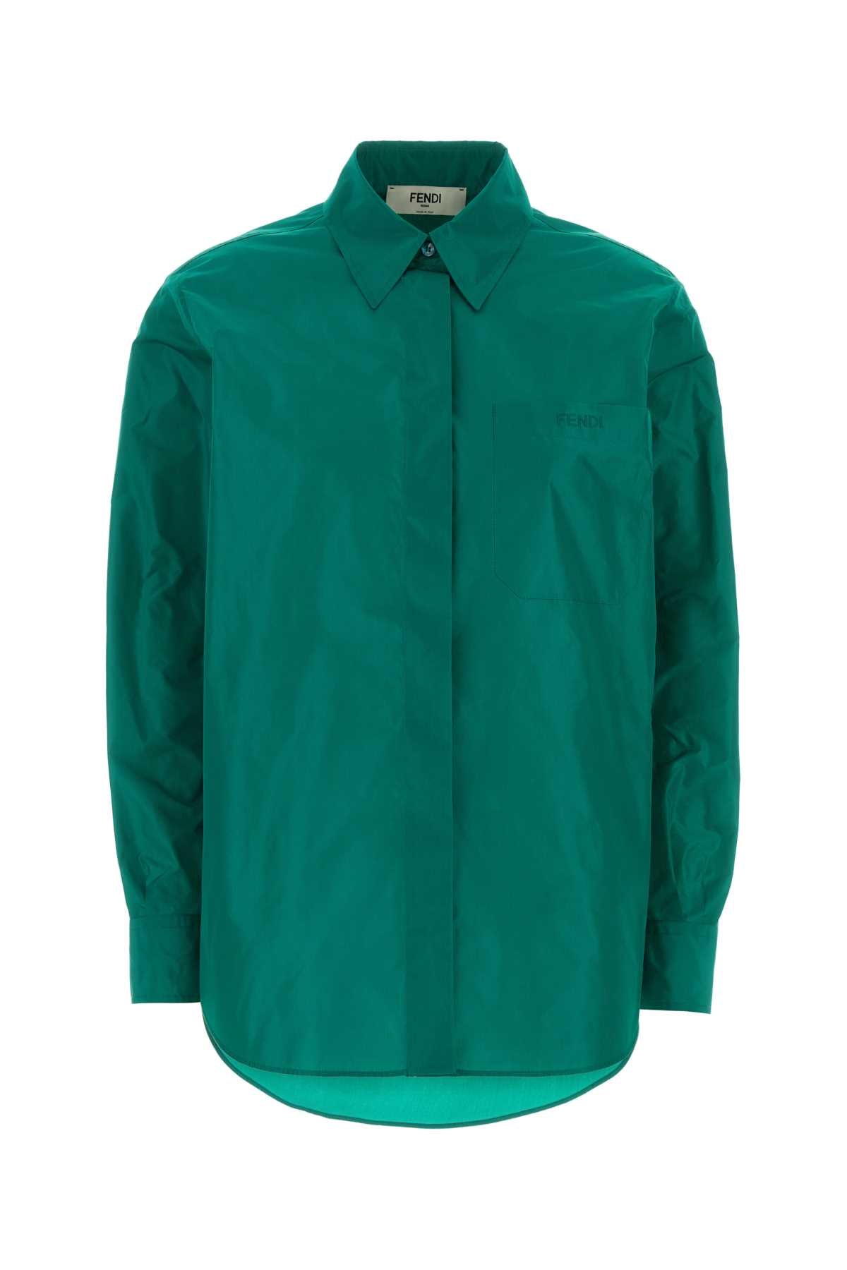 Fendi Women Turquoise Taffetas Shirt FENDI