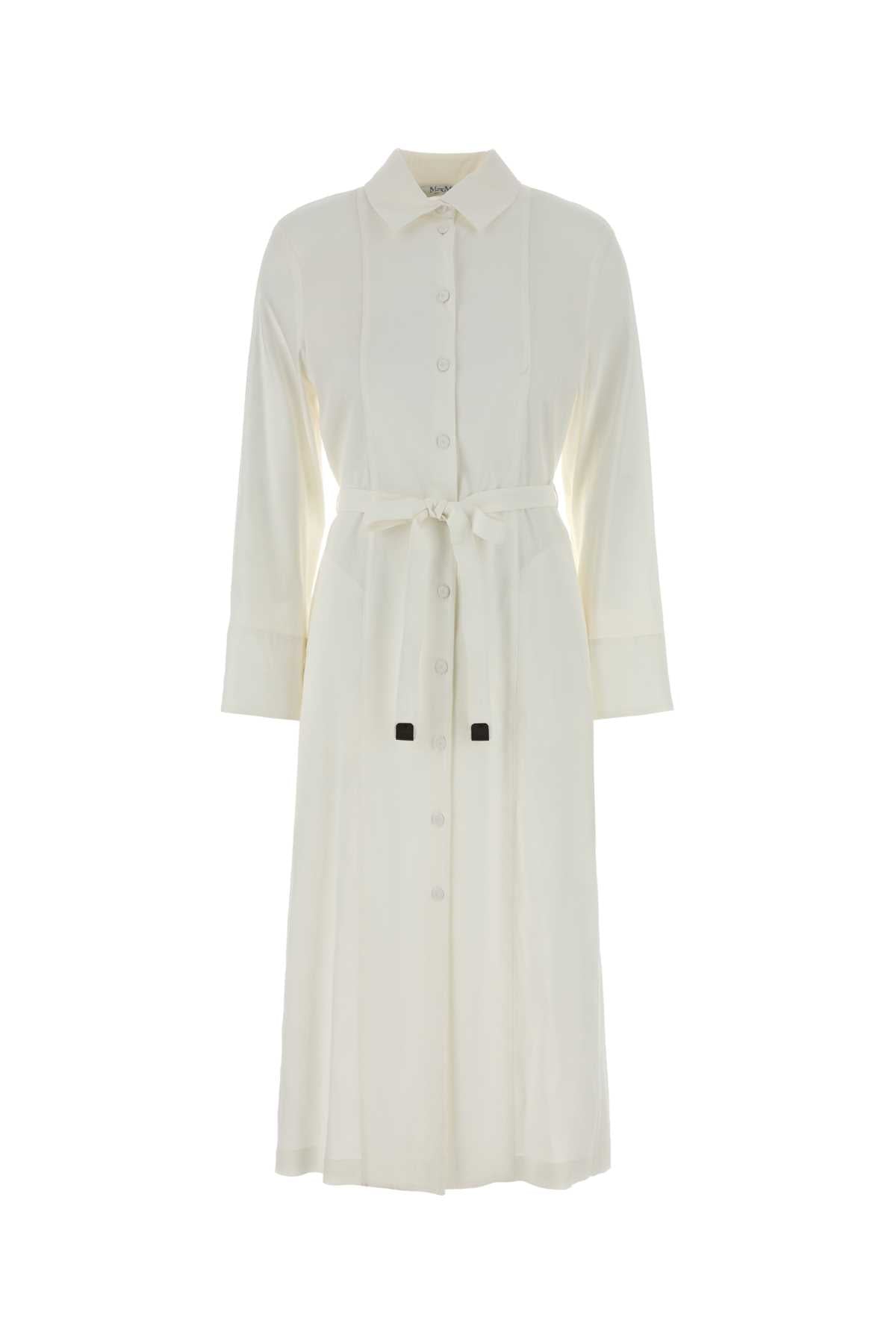 Max Mara Women White Stretch Linen Blend Nordica Shirt Dress MAX MARA