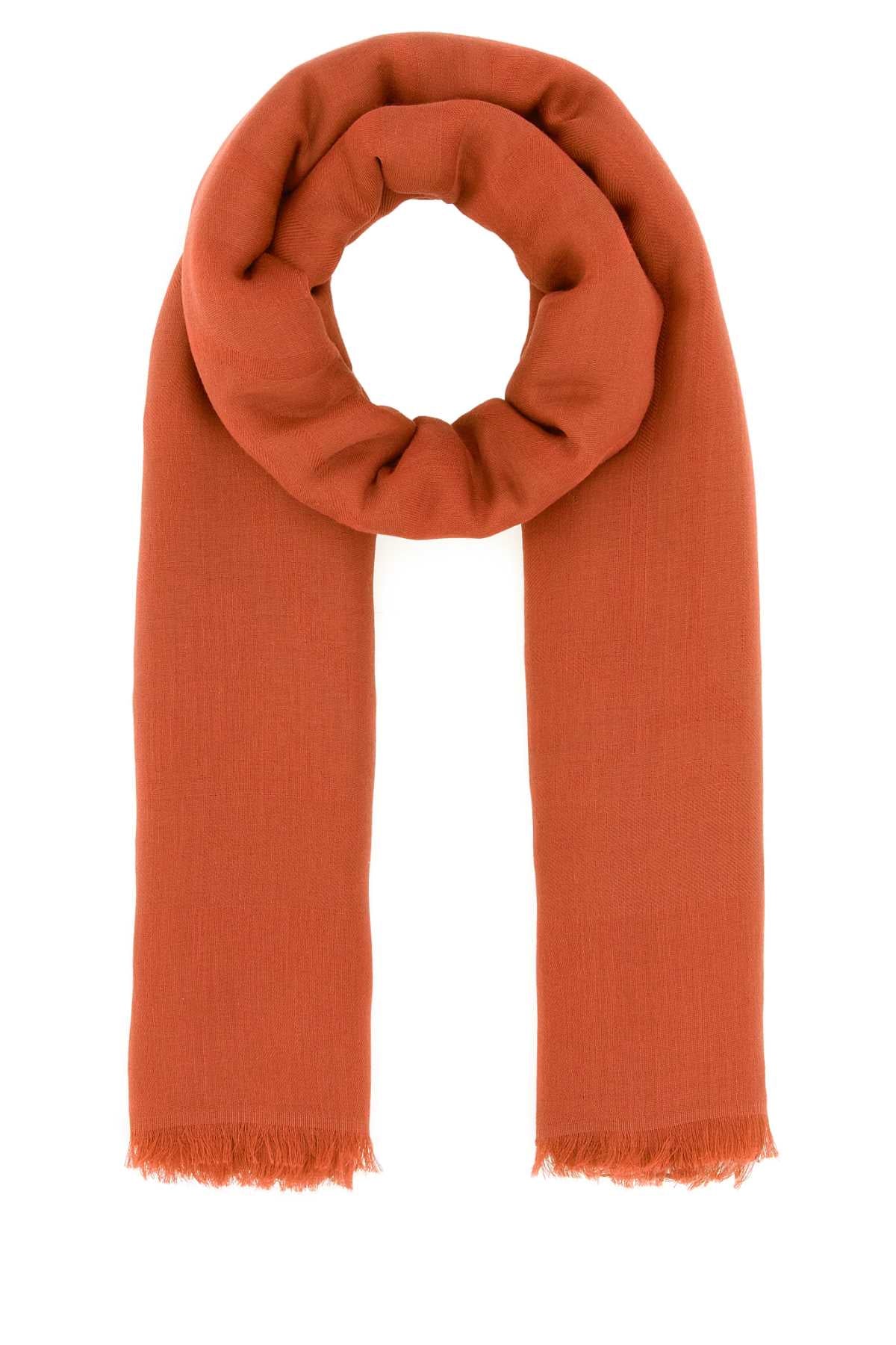 Max Mara Women Orange Cotton Blend Aeremi Scarf MAX MARA