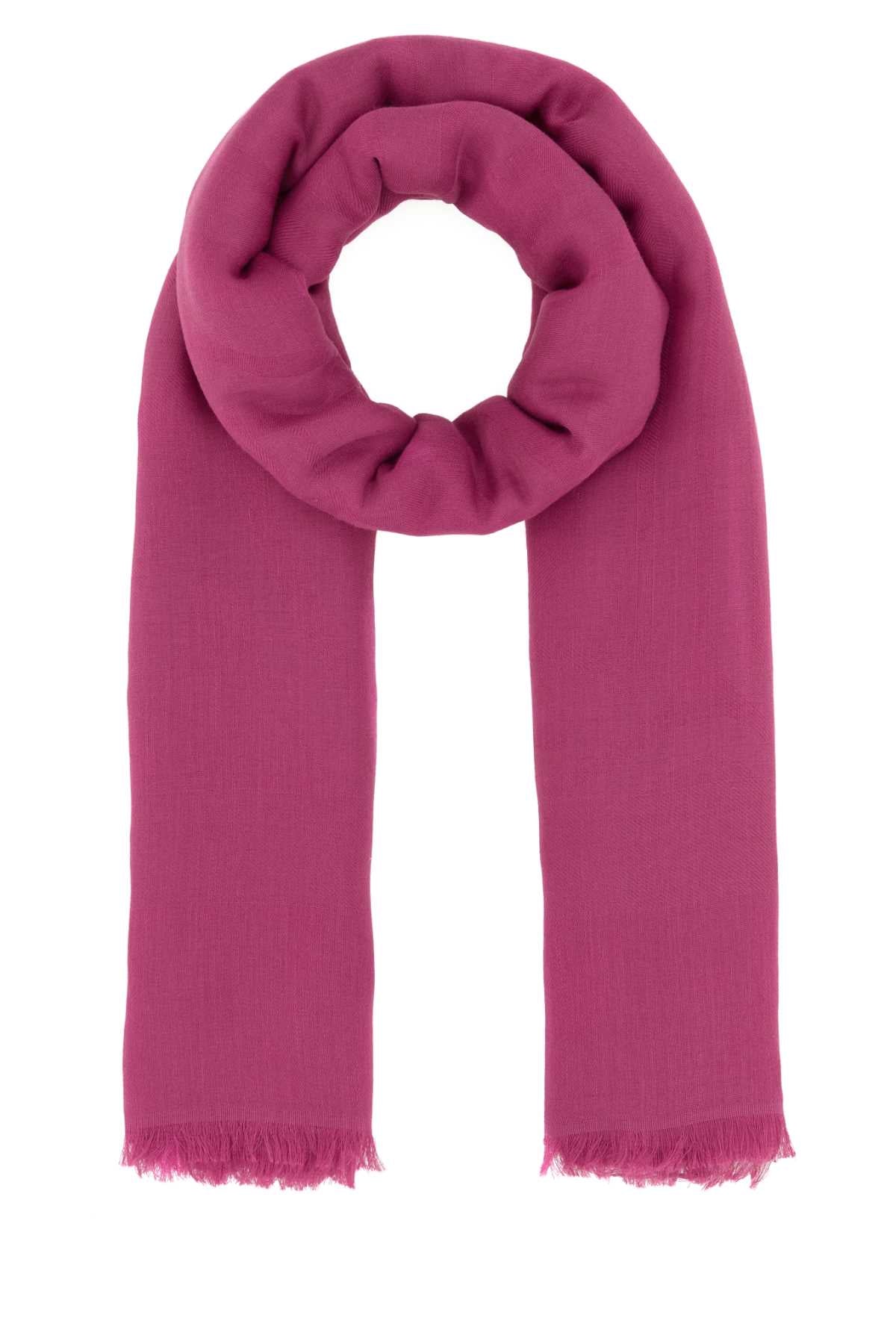 Max Mara Women Fuchsia Cotton Blend Aeremi Scarf MAX MARA