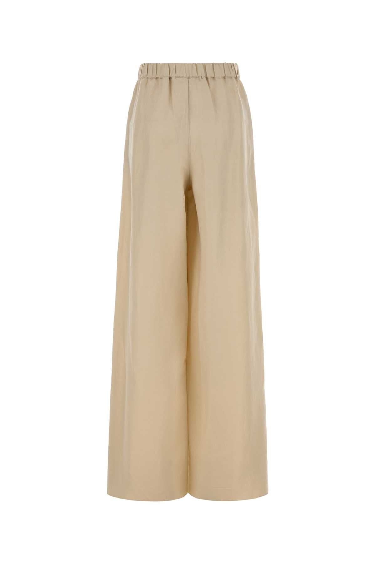 Max Mara Women Sand Linen Blend Wide-Leg Moro Pant MAX MARA