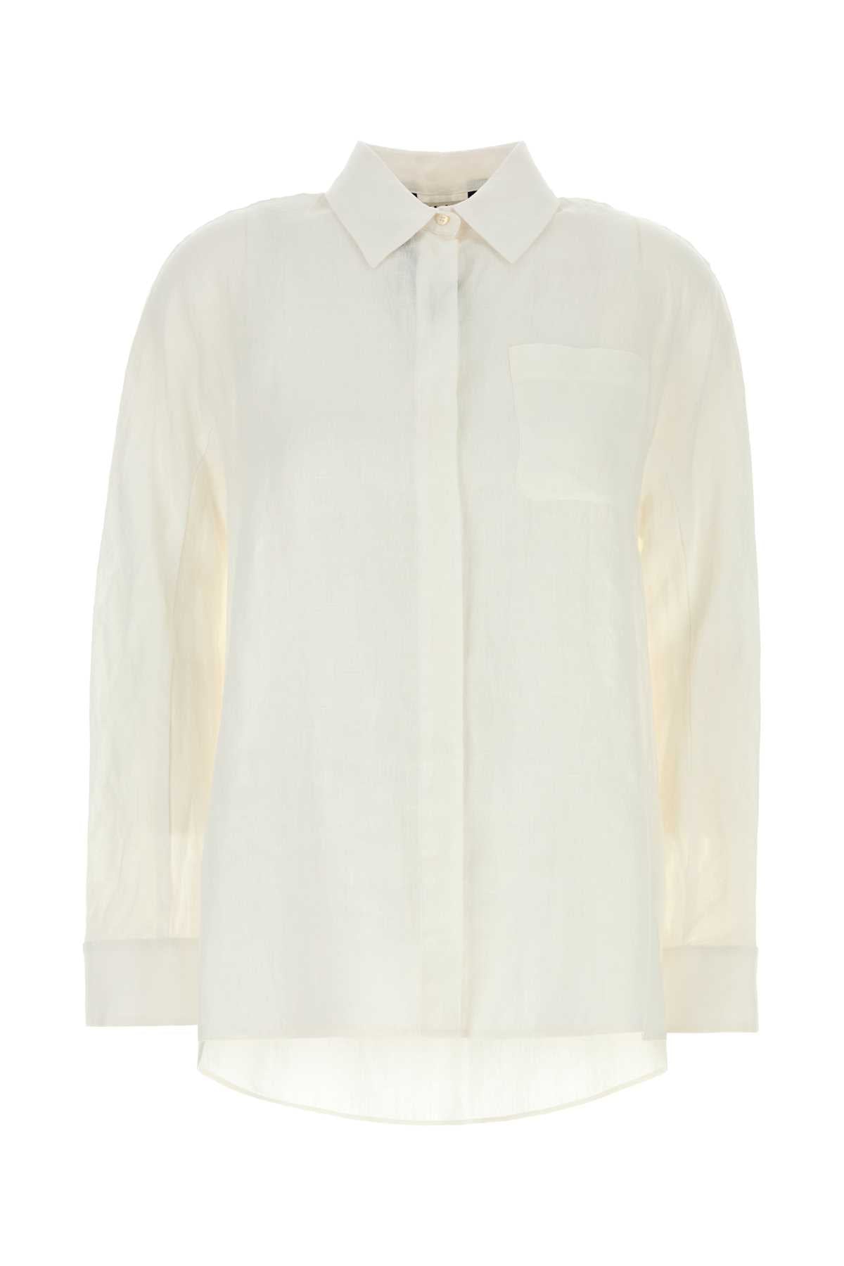 S Maxmara Women White Linen Gala Shirt S MAX MARA