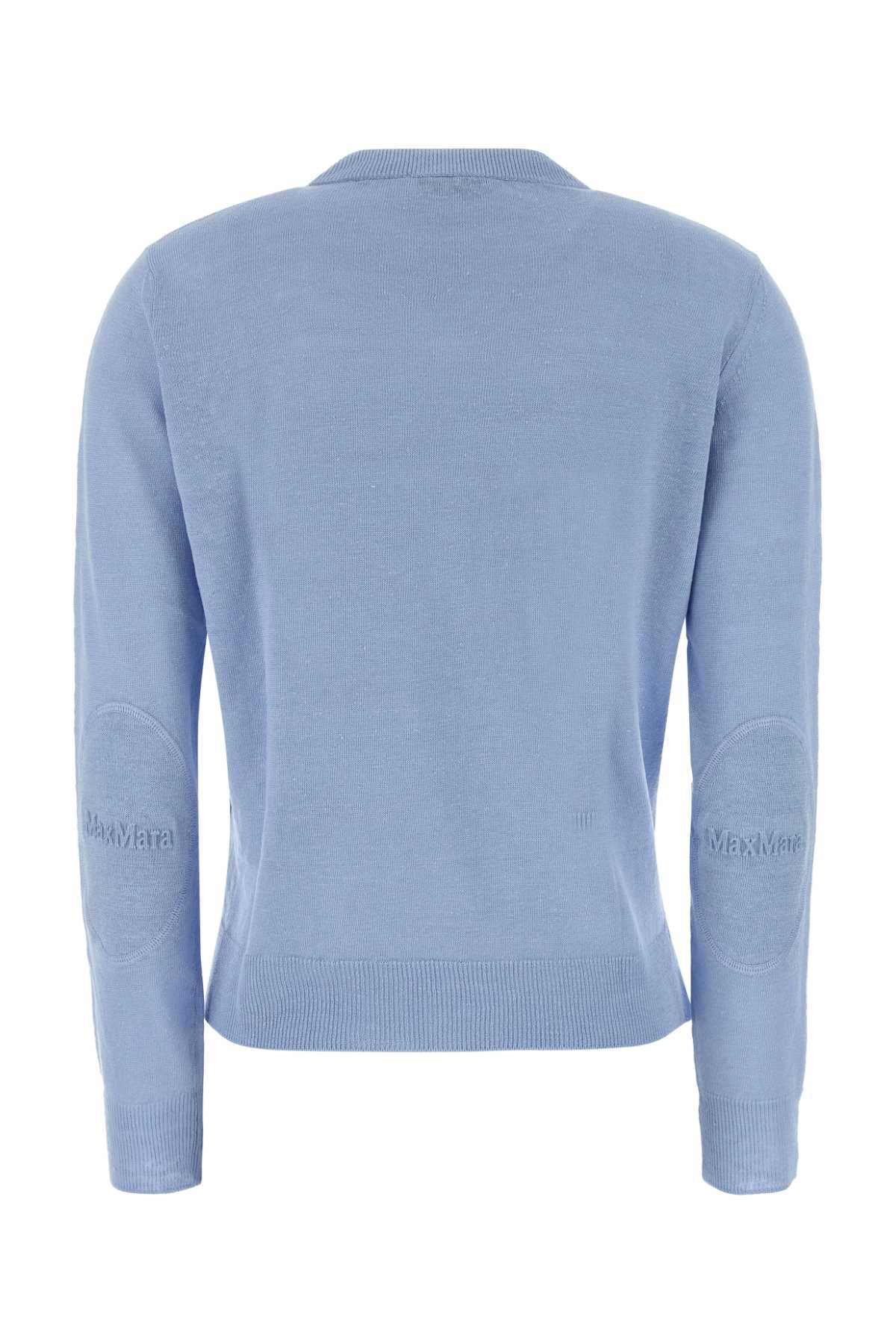 S Maxmara Women Powder Blue Linen Fervore Sweater S MAX MARA