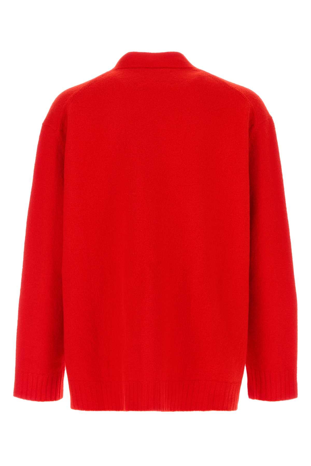 Jil Sander Men Red Wool Cardigan JIL SANDER