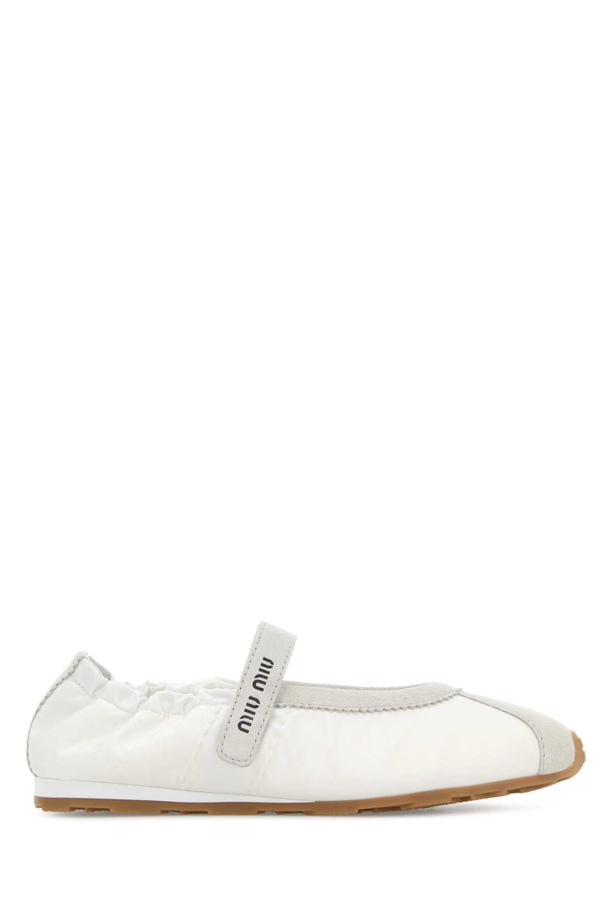 Miu Miu Women White Suede And Fabric Ballerinas MIU MIU