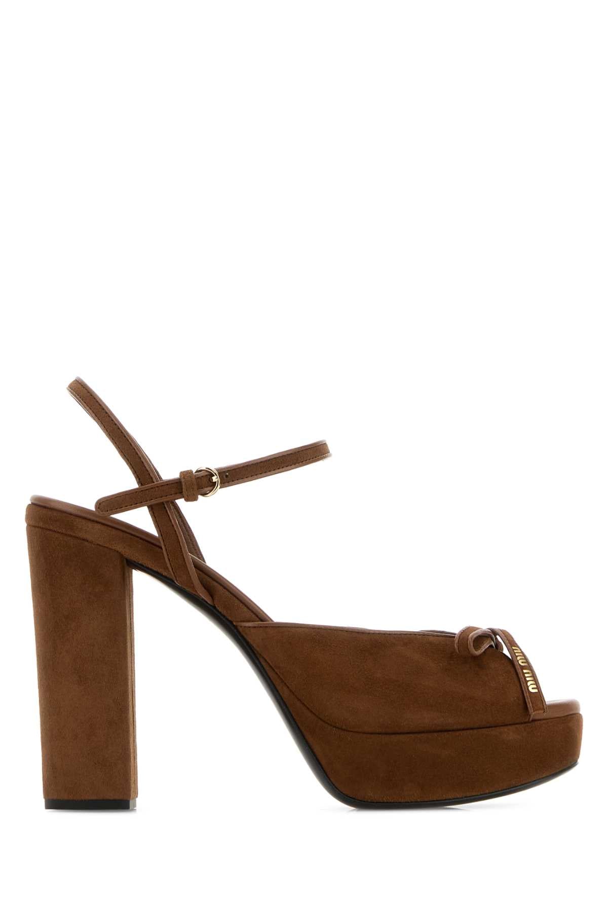 Miu Miu Women Brown Suede Sandals MIU MIU