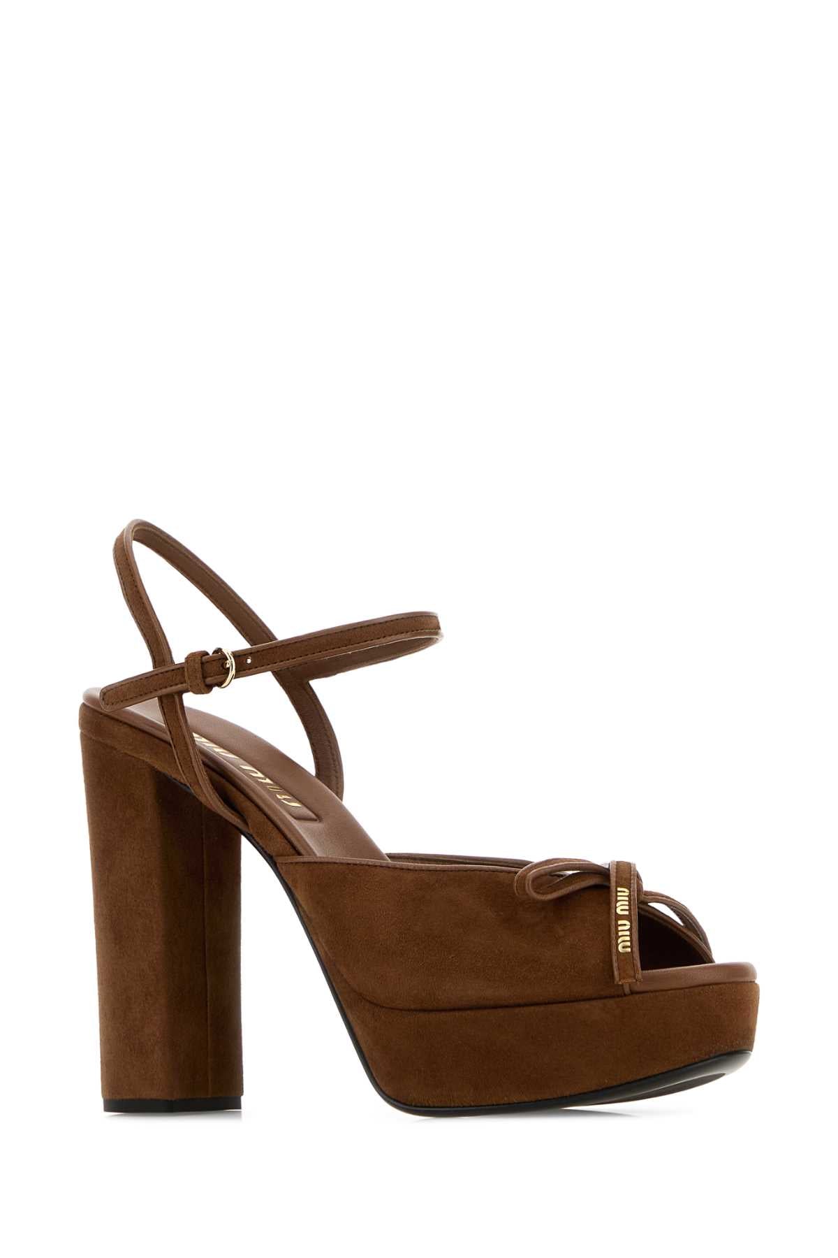 Miu Miu Women Brown Suede Sandals MIU MIU