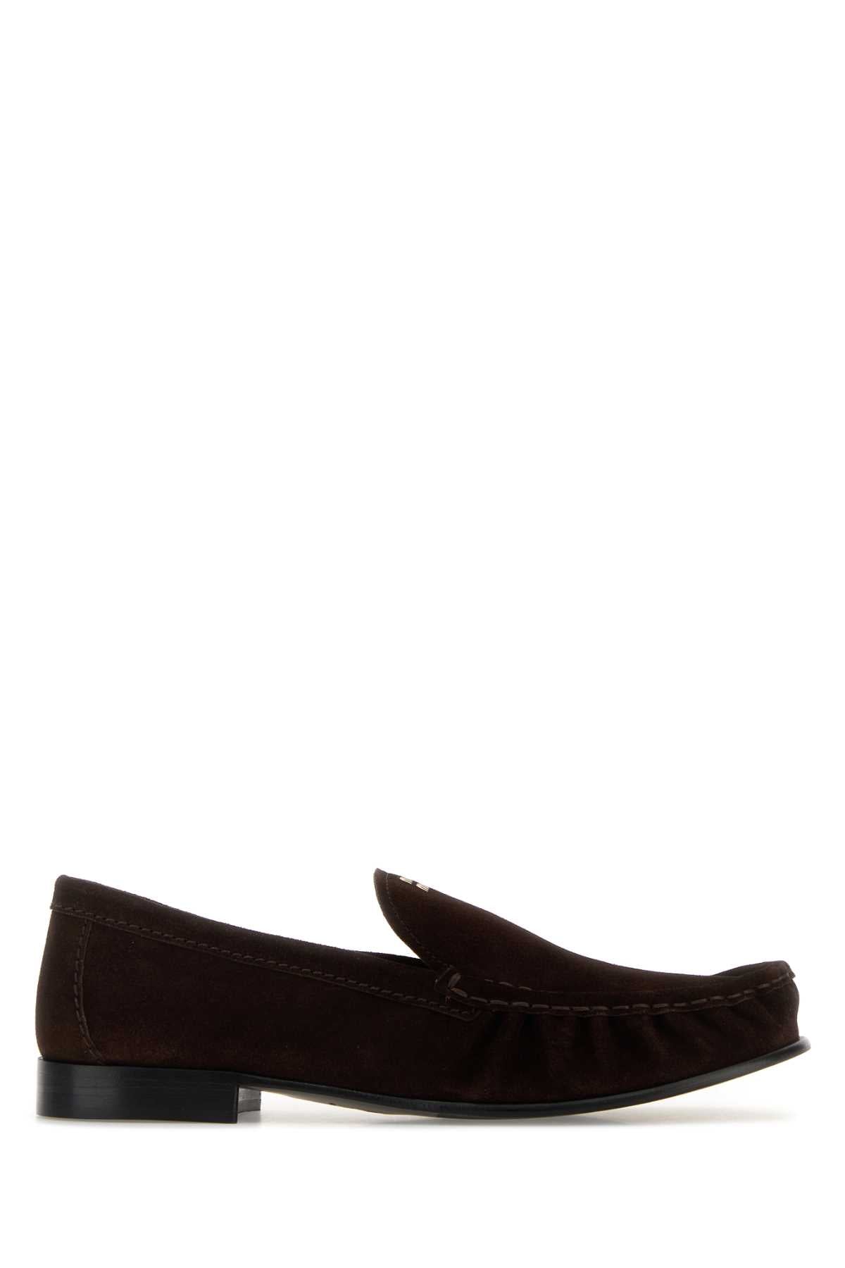Miu Miu Women Dark Brown Suede Loafers MIU MIU