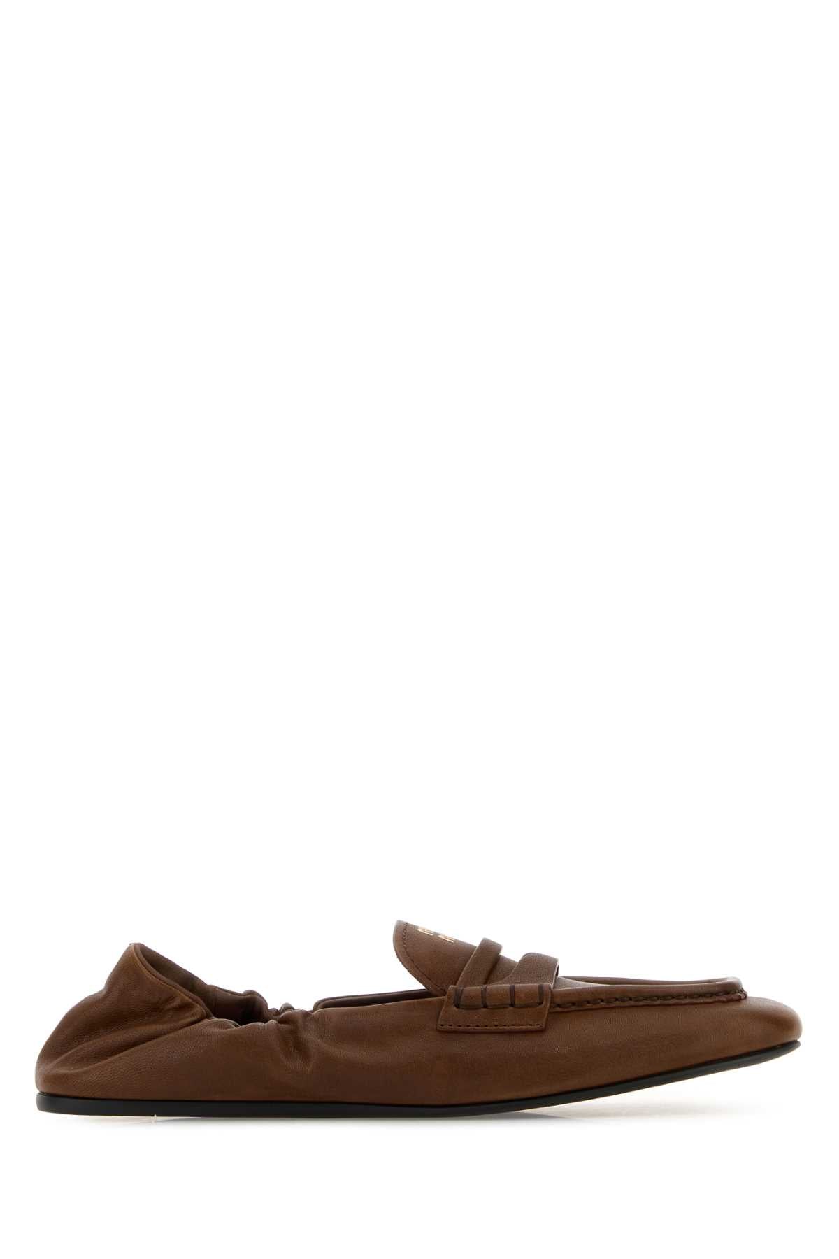 Miu Miu Women Brown Nappa Leather Ruches Loafers MIU MIU