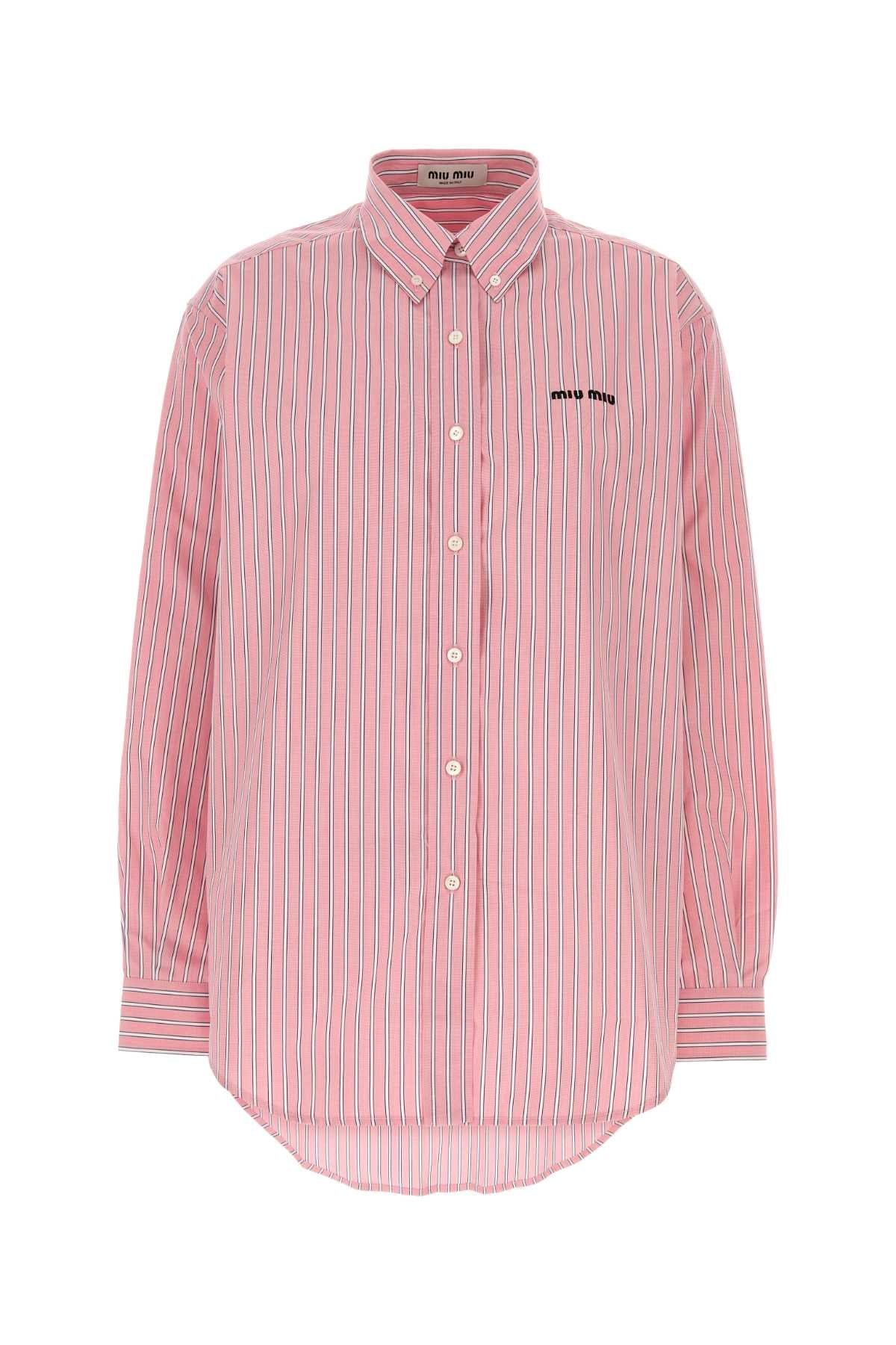 Miu Miu Women Embroidered Poplin Oversize Shirt MIU MIU