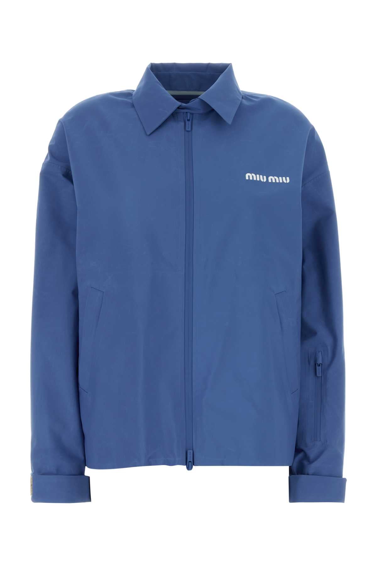 Miu Miu Women Cerulean Tech Fabric Windbreaker MIU MIU
