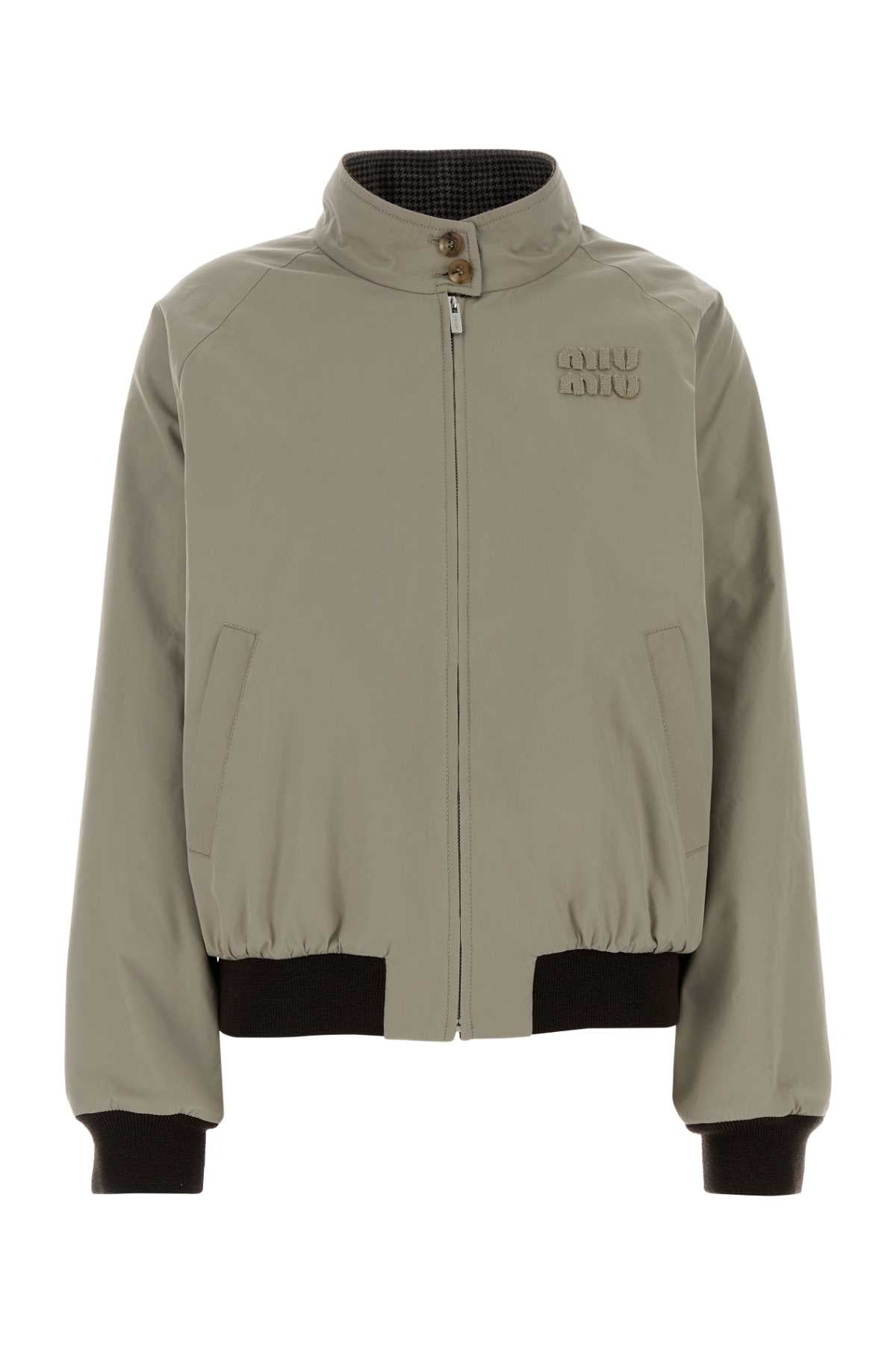 Miu Miu Women Dove Grey Cotton Blend Reversible Jacket MIU MIU