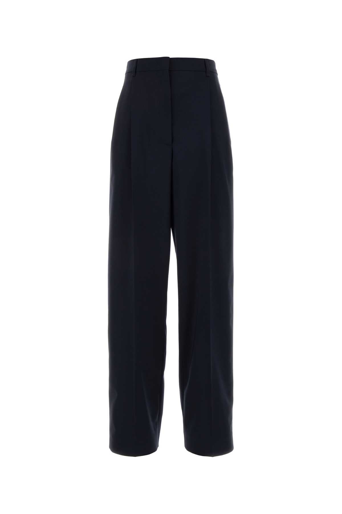 Miu Miu Women Dark Blue Stretch Wool Wide-Leg Pant MIU MIU