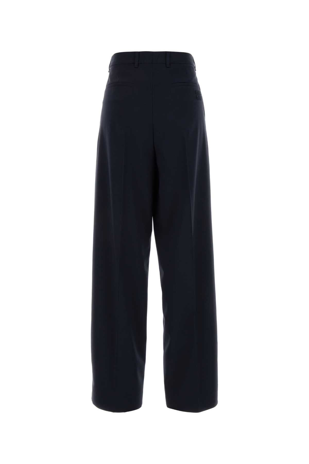 Miu Miu Women Dark Blue Stretch Wool Wide-Leg Pant MIU MIU