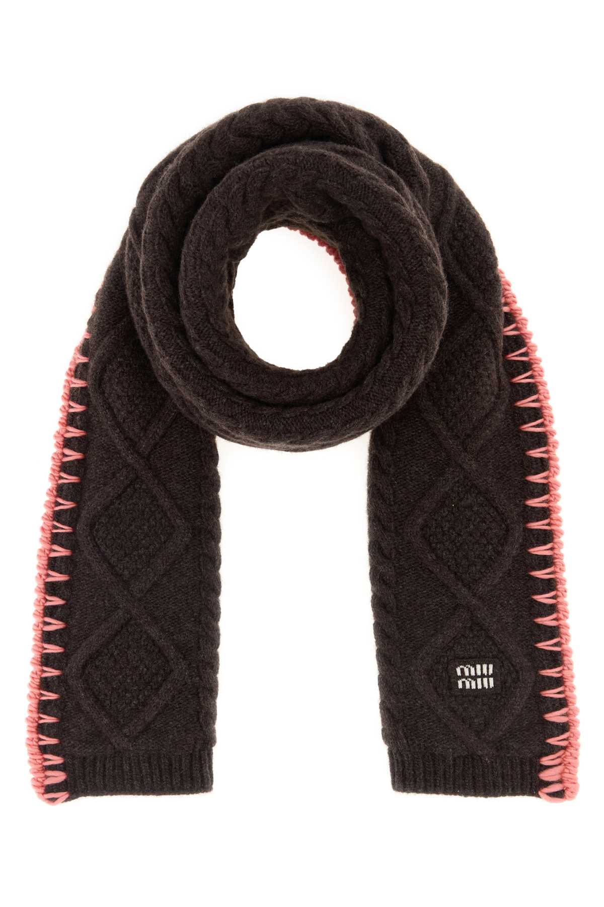 Miu Miu Women Dark Brown Wool Blend Scarf MIU MIU