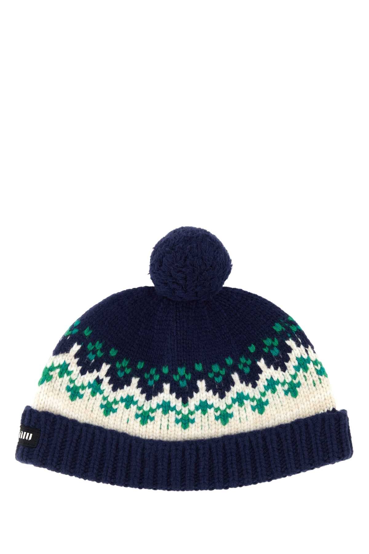 Miu Miu Women Embroidered Wool Beanie Hat MIU MIU