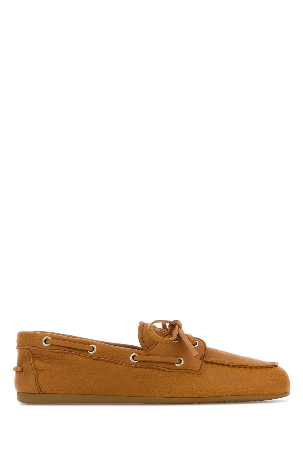Miu Miu Women Orange Leather Loafers MIU MIU