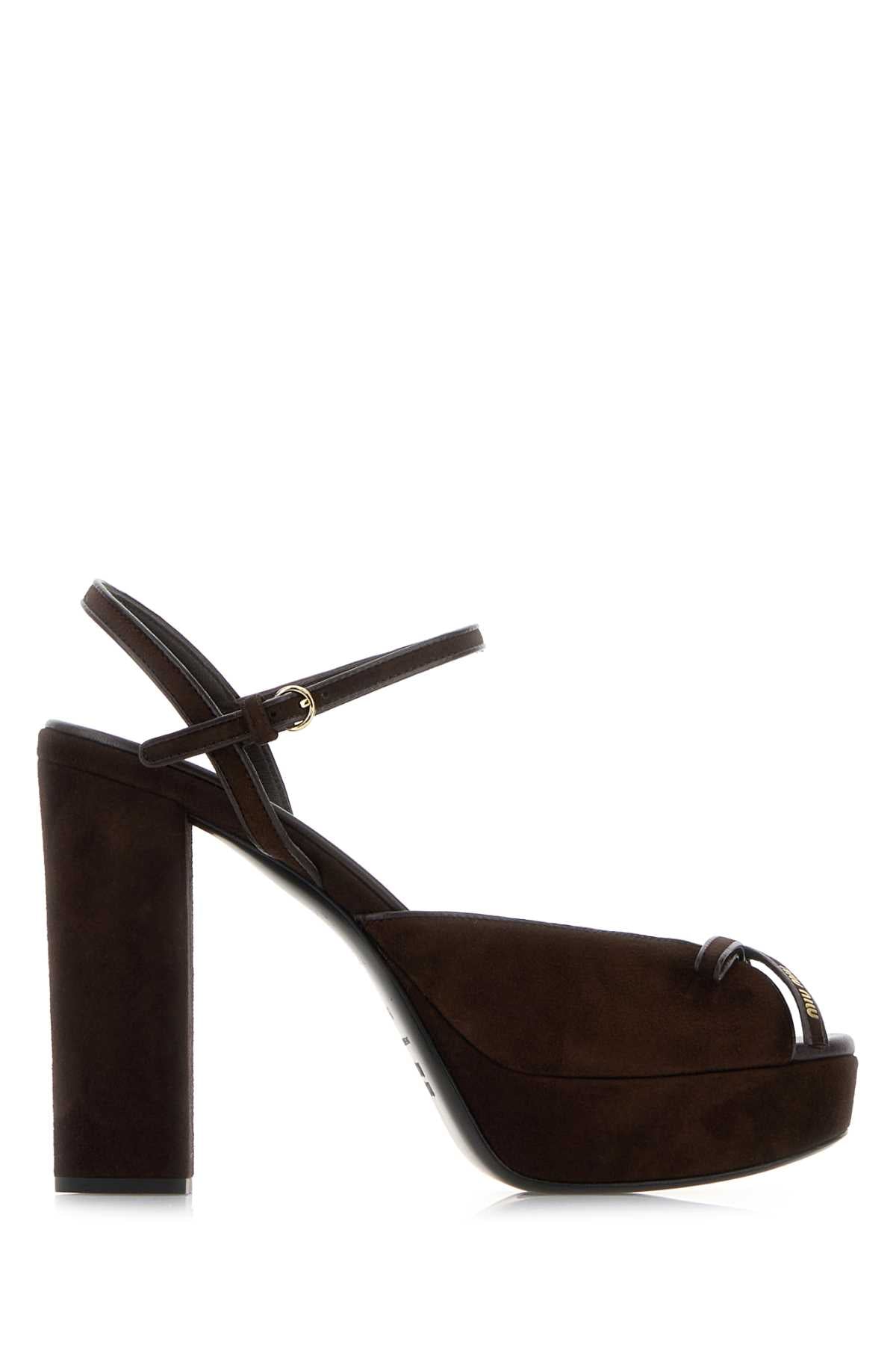 Miu Miu Women Dark Brown Suede Sandals MIU MIU