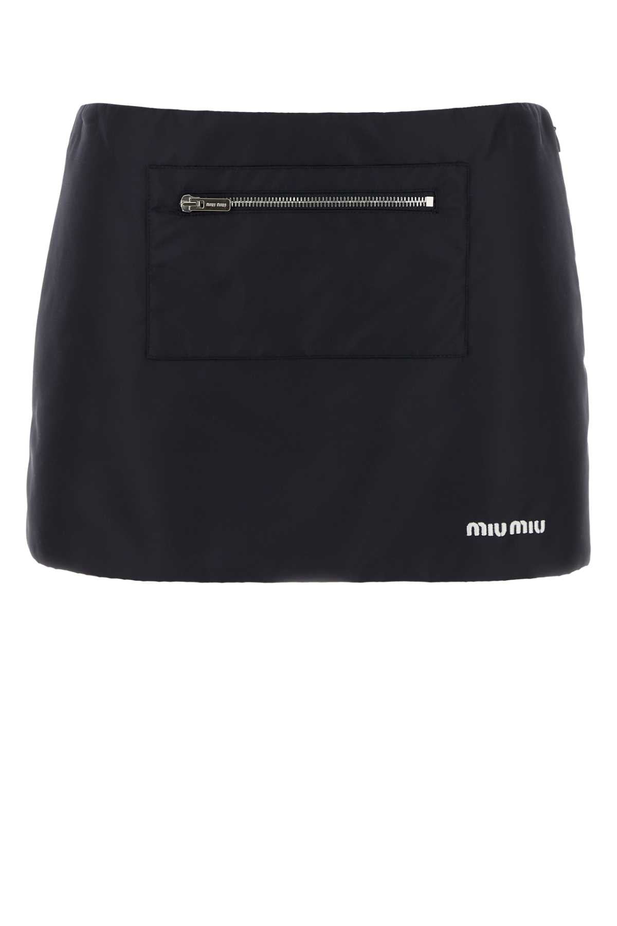 Miu Miu Women Navy Blue Nylon Mini Skirt MIU MIU