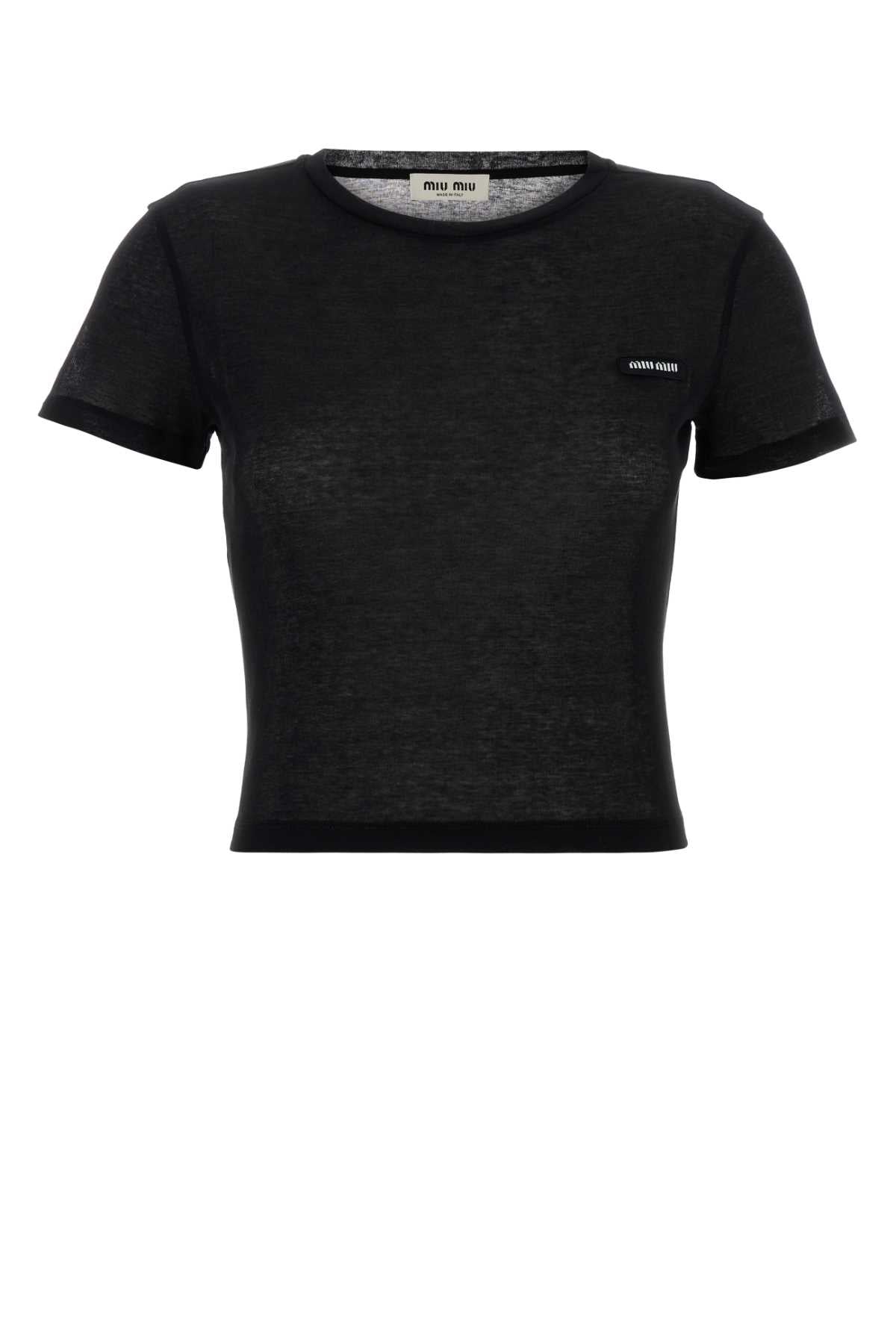 Miu Miu Women Black Cotton T-Shirt MIU MIU