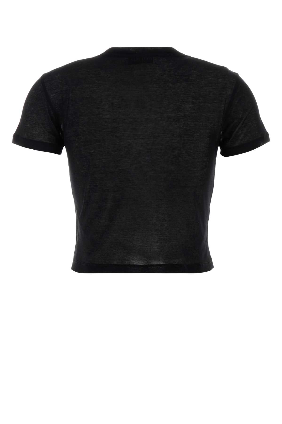 Miu Miu Women Black Cotton T-Shirt MIU MIU
