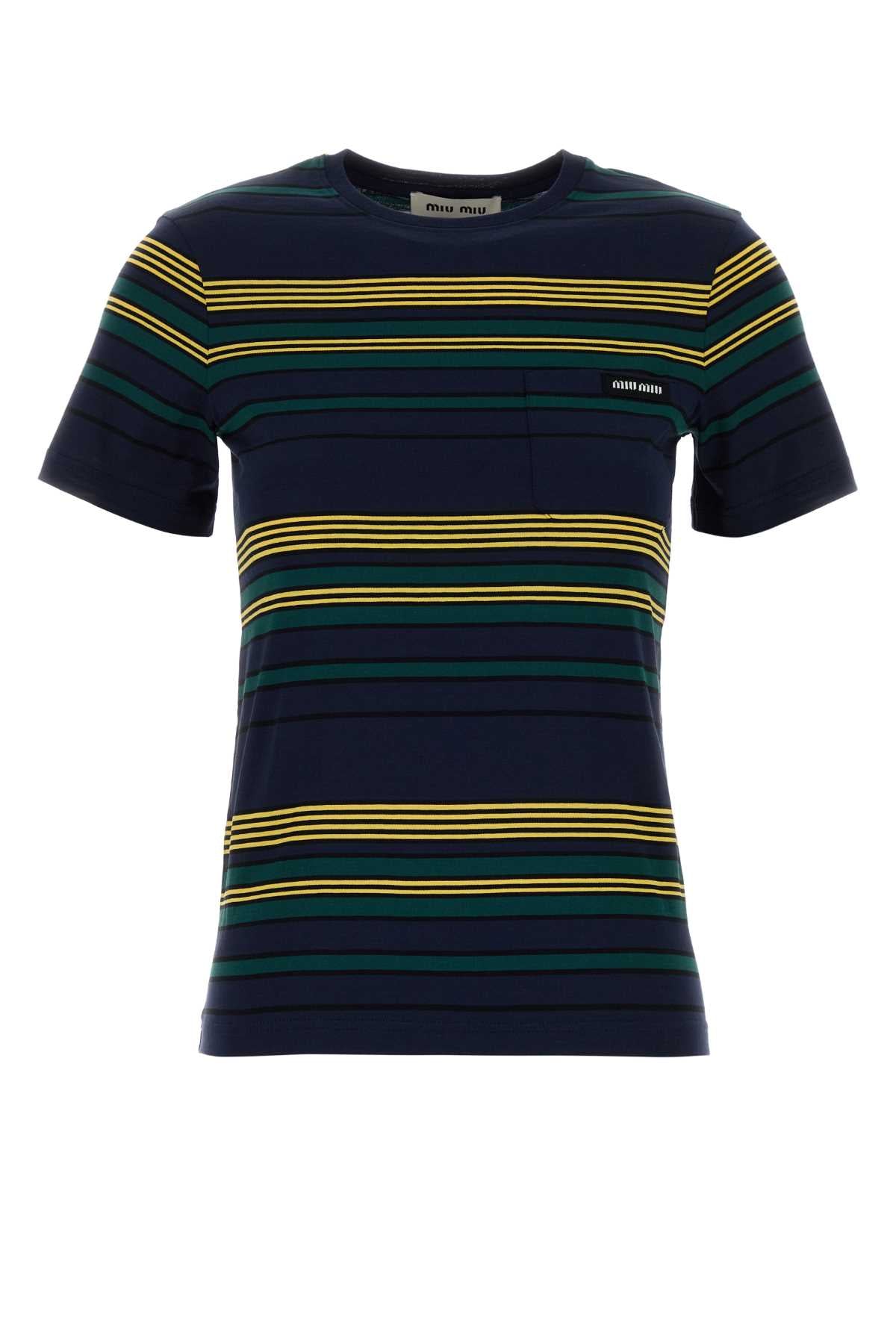 Miu Miu Women Embroidered Cotton T-Shirt MIU MIU