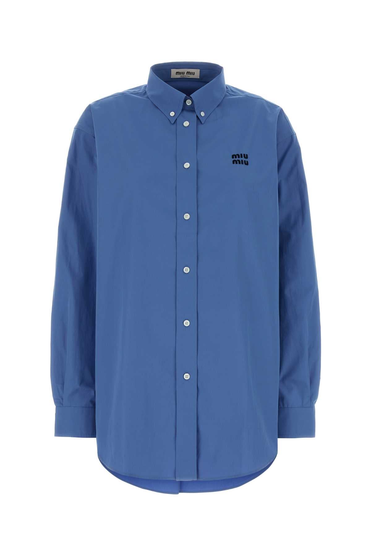 Miu Miu Women Cerulean Poplin Oversize Shirt MIU MIU