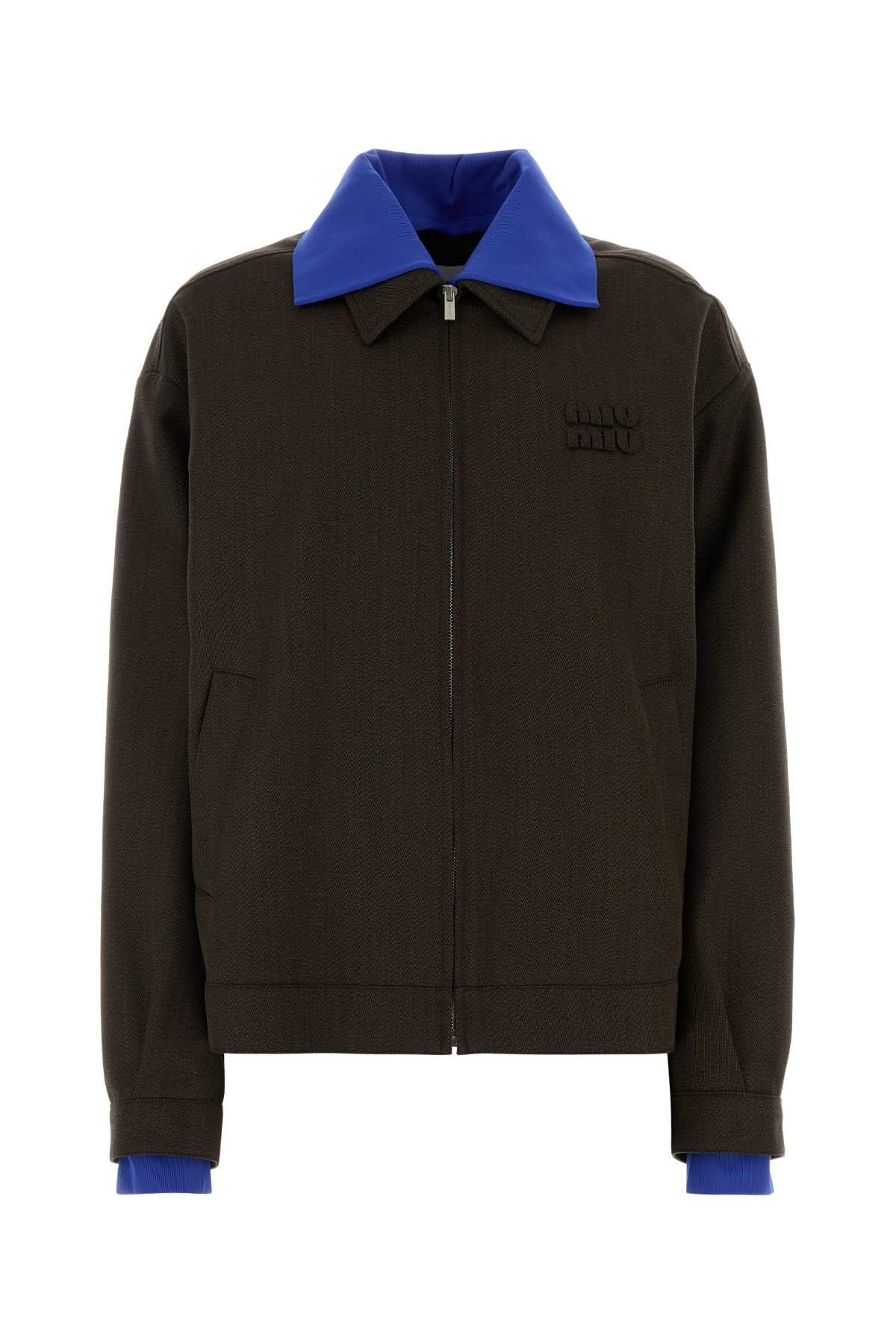 Miu Miu Women Dark Brown Wool Jacket MIU MIU