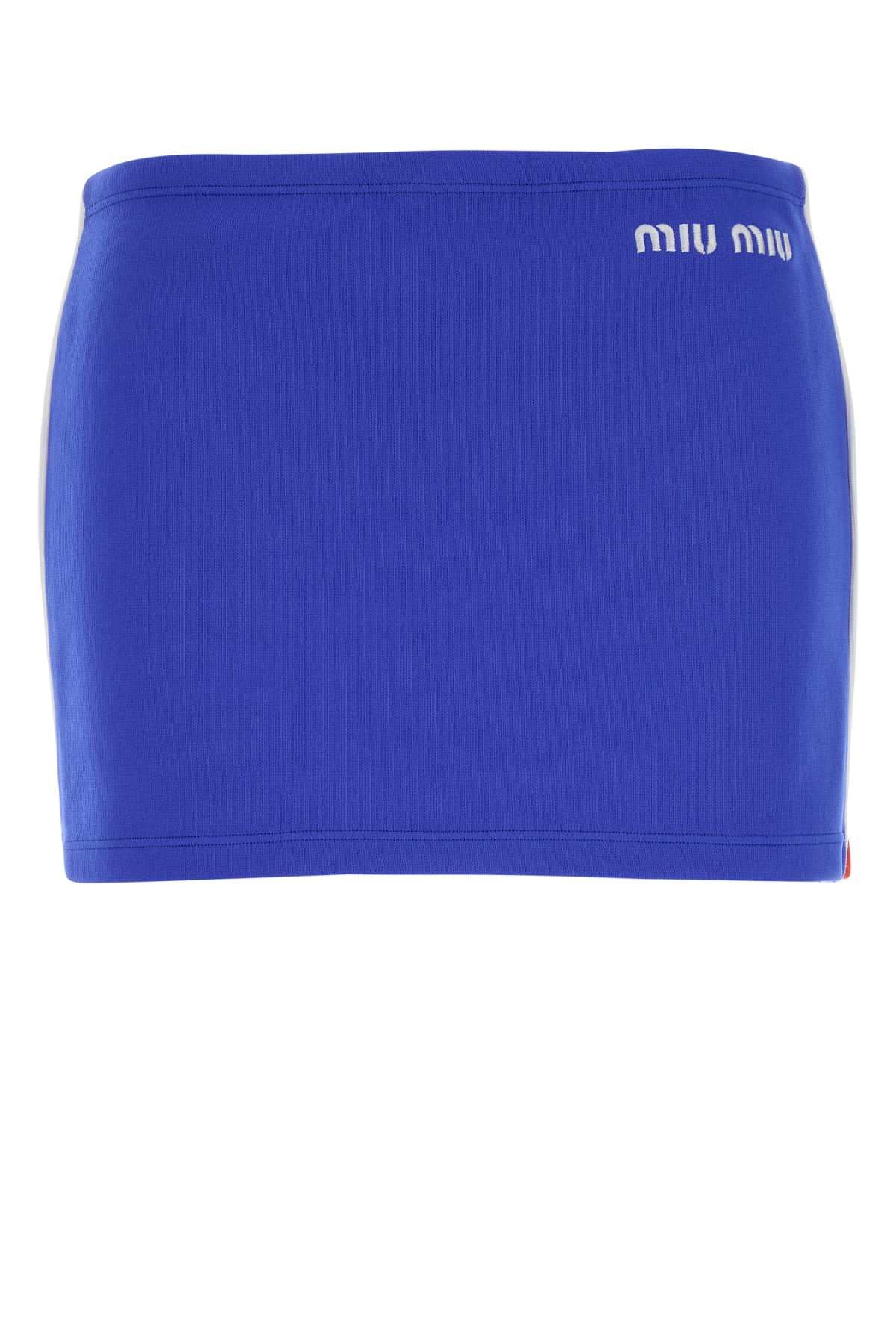 Miu Miu Women Blue Stretch Nylon Mini Skirt MIU MIU