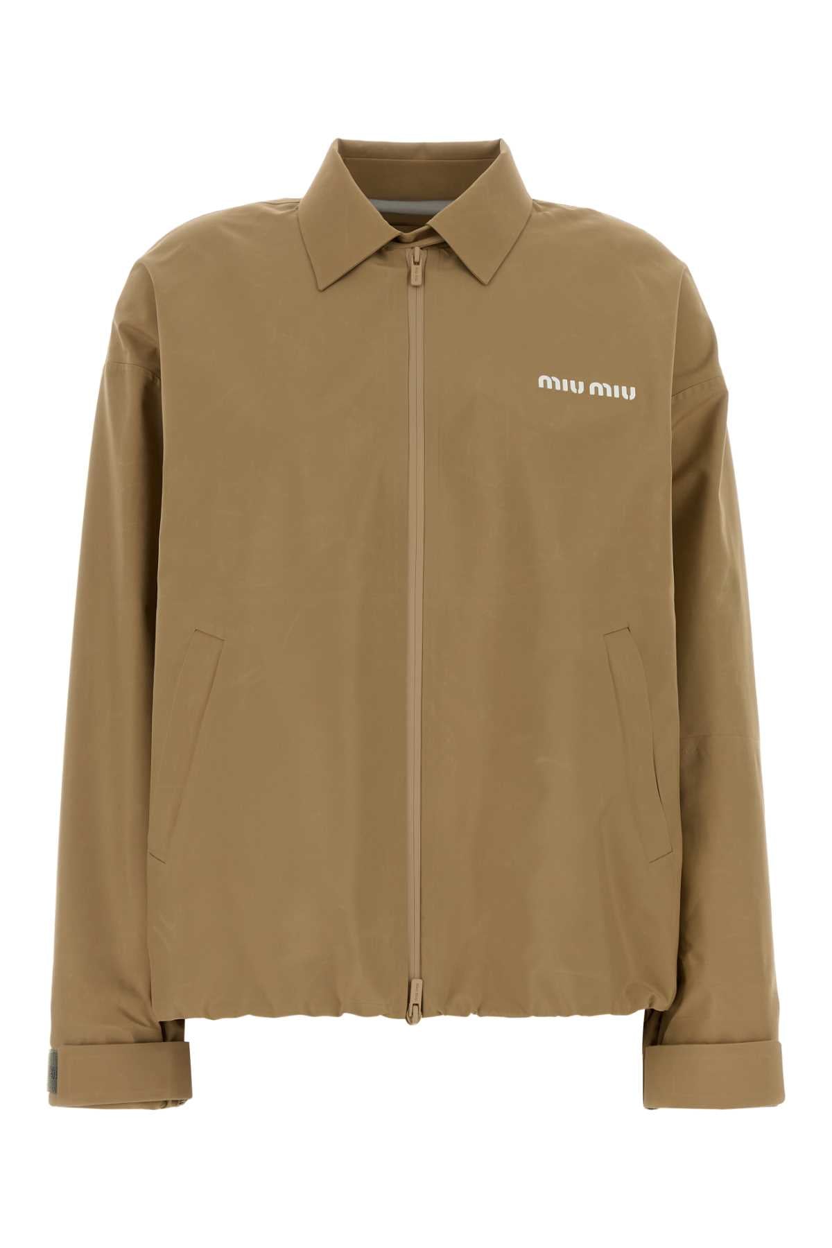 Miu Miu Women Beige Tech Fabric Windbreaker MIU MIU