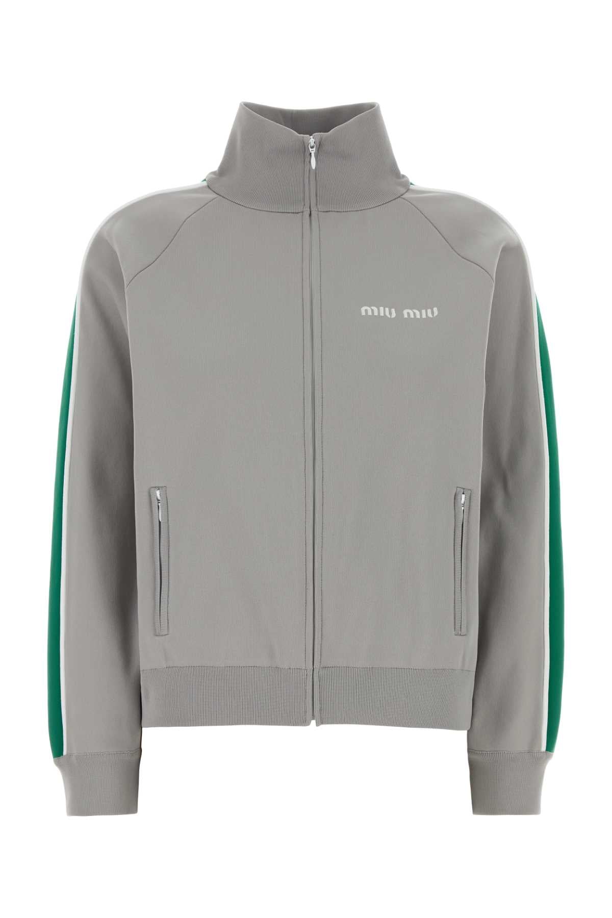 Miu Miu Women Light Grey Tech Fabric Sweatshirt MIU MIU