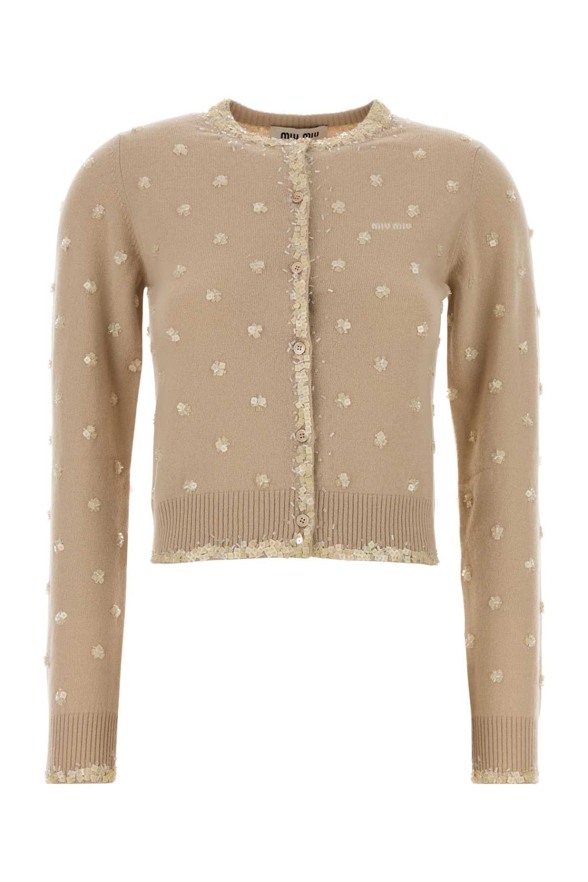 Miu Miu Women Skin Pink Cashmere Cardigan MIU MIU