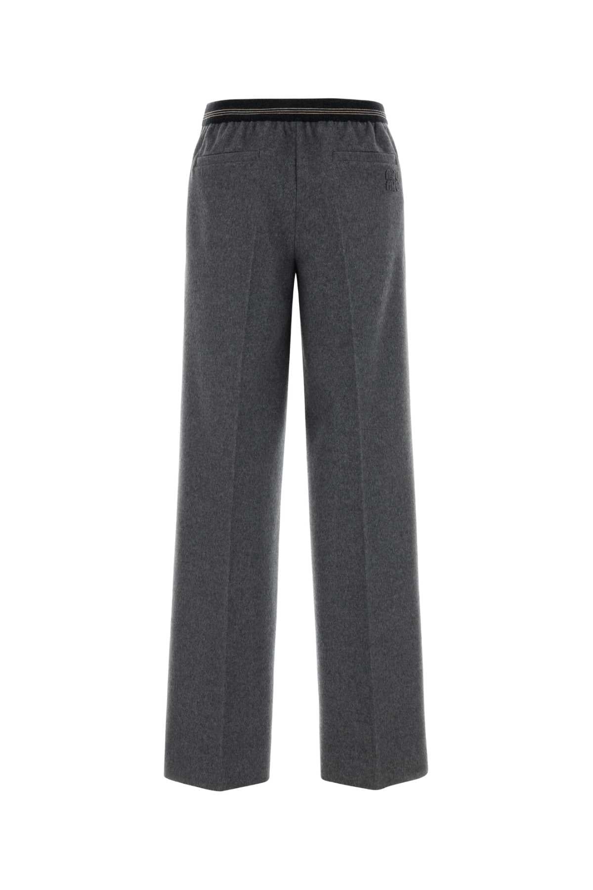 Miu Miu Women Grey Wool Blend Pant MIU MIU