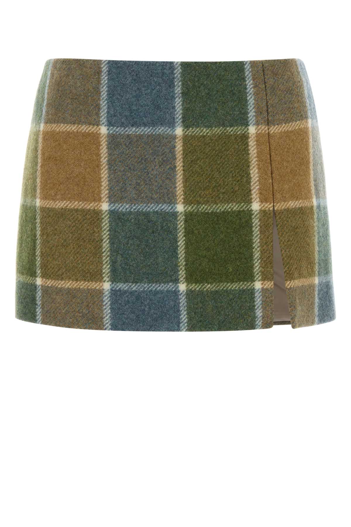 Miu Miu Women Embroidered Wool Mini Skirt