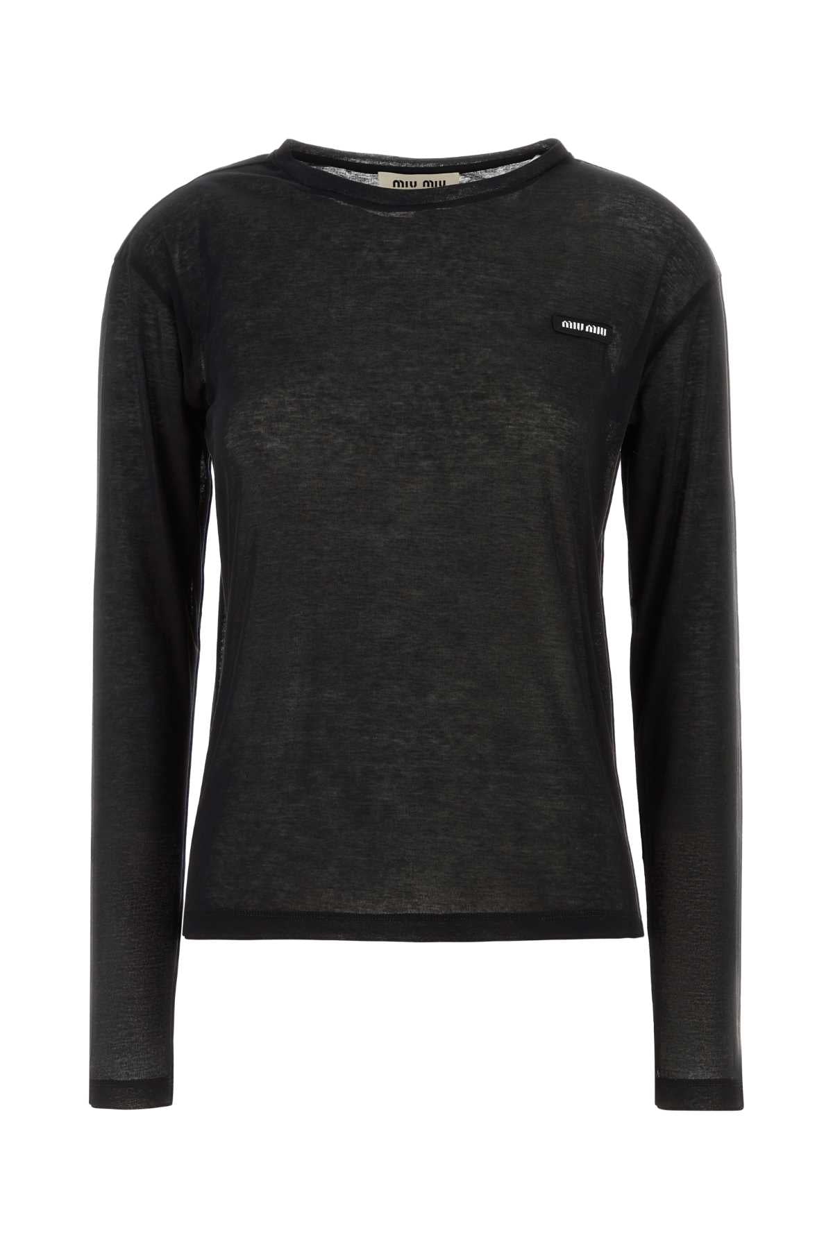 Miu Miu Women Black Cotton T-Shirt MIU MIU