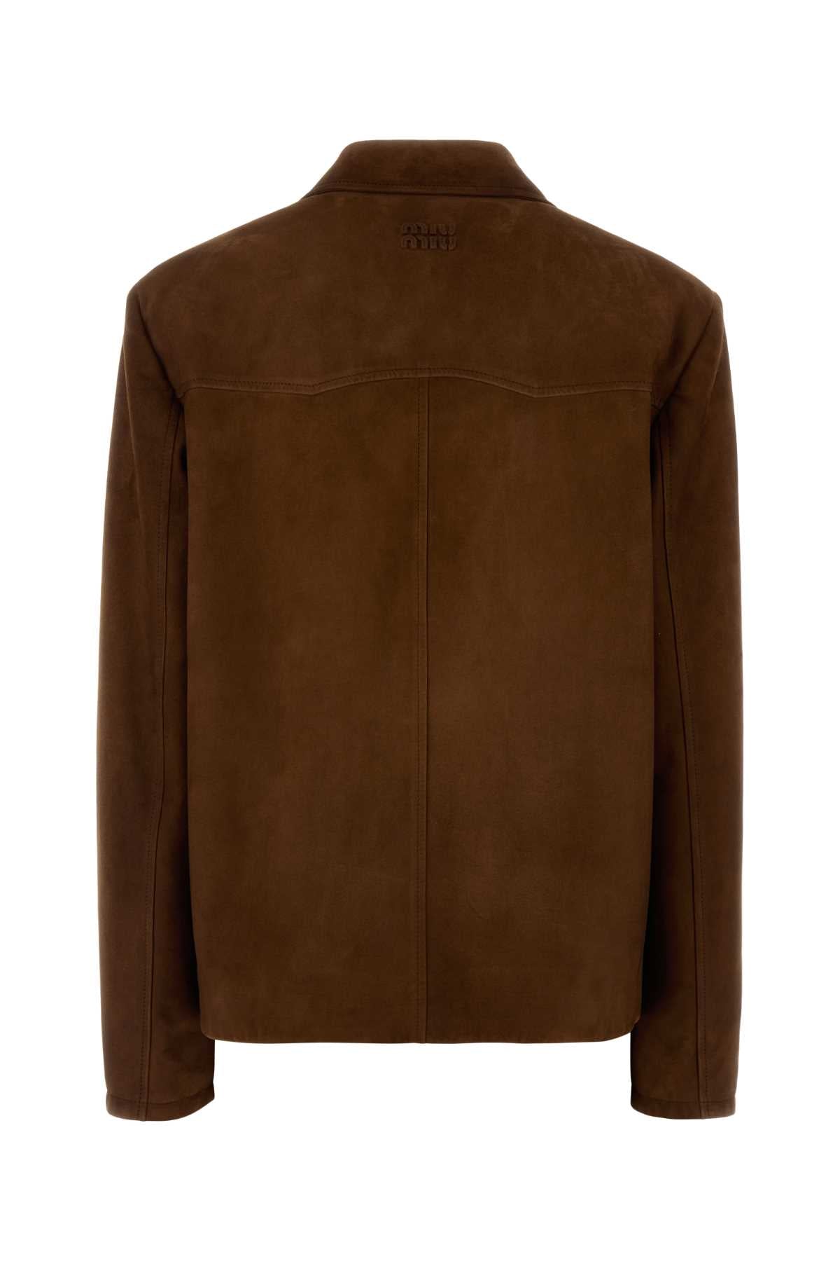Miu Miu Women Brown Suede Jacket MIU MIU