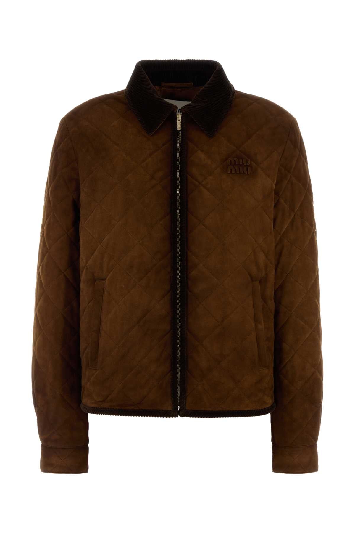 Miu Miu Women Brown Suede Jacket MIU MIU