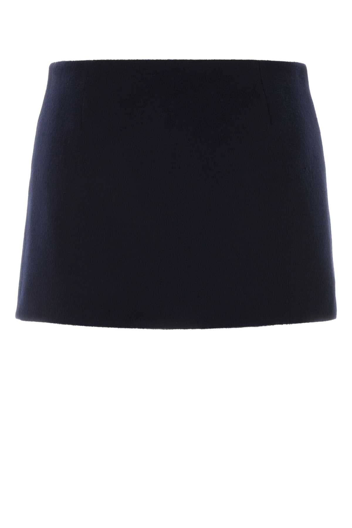 Miu Miu Women Midnight Blue Wool Blend Reversible Mini Skirt MIU MIU