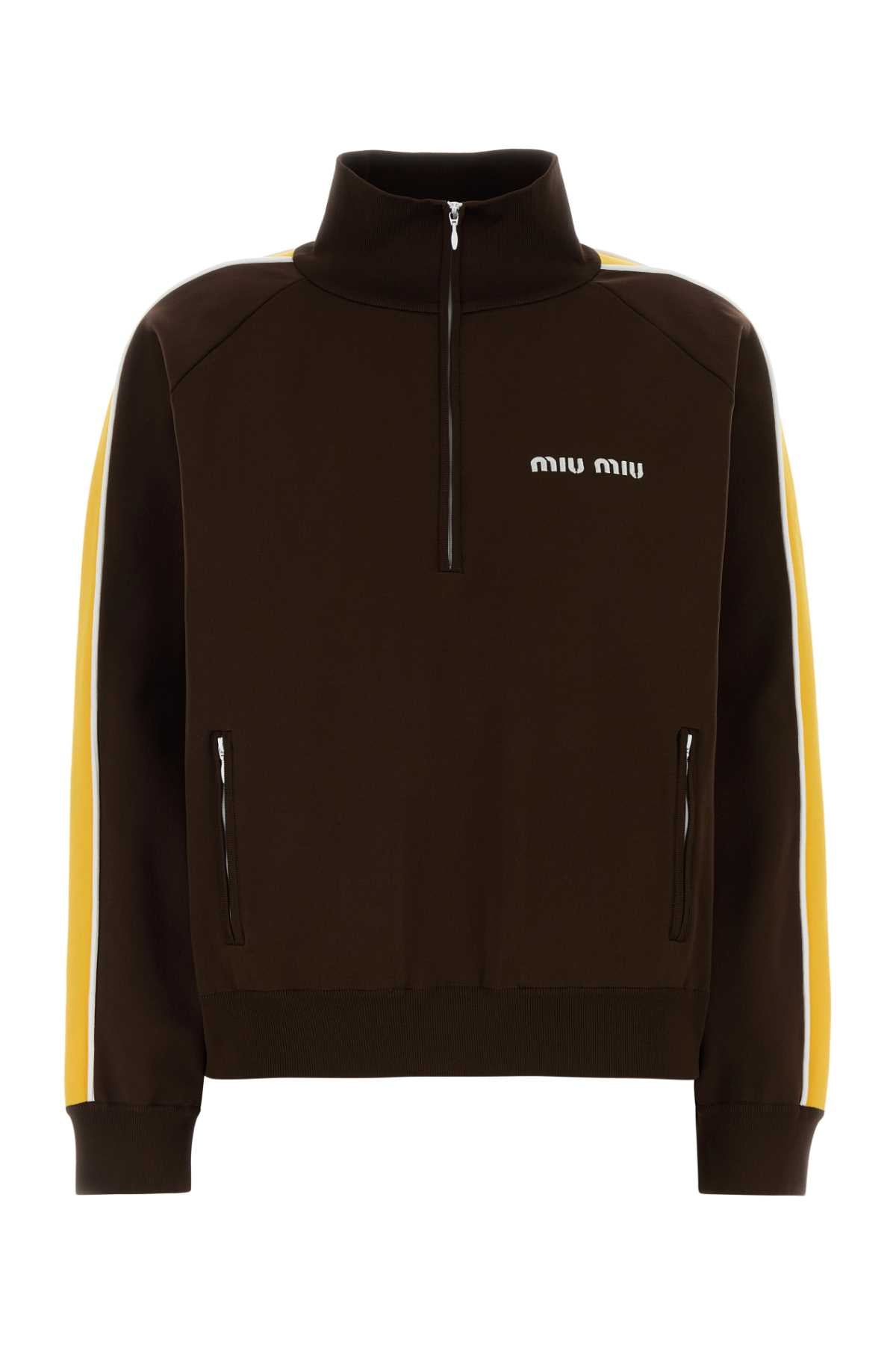 Miu Miu Women Chocolate Tech Fabric Sweatshirt MIU MIU