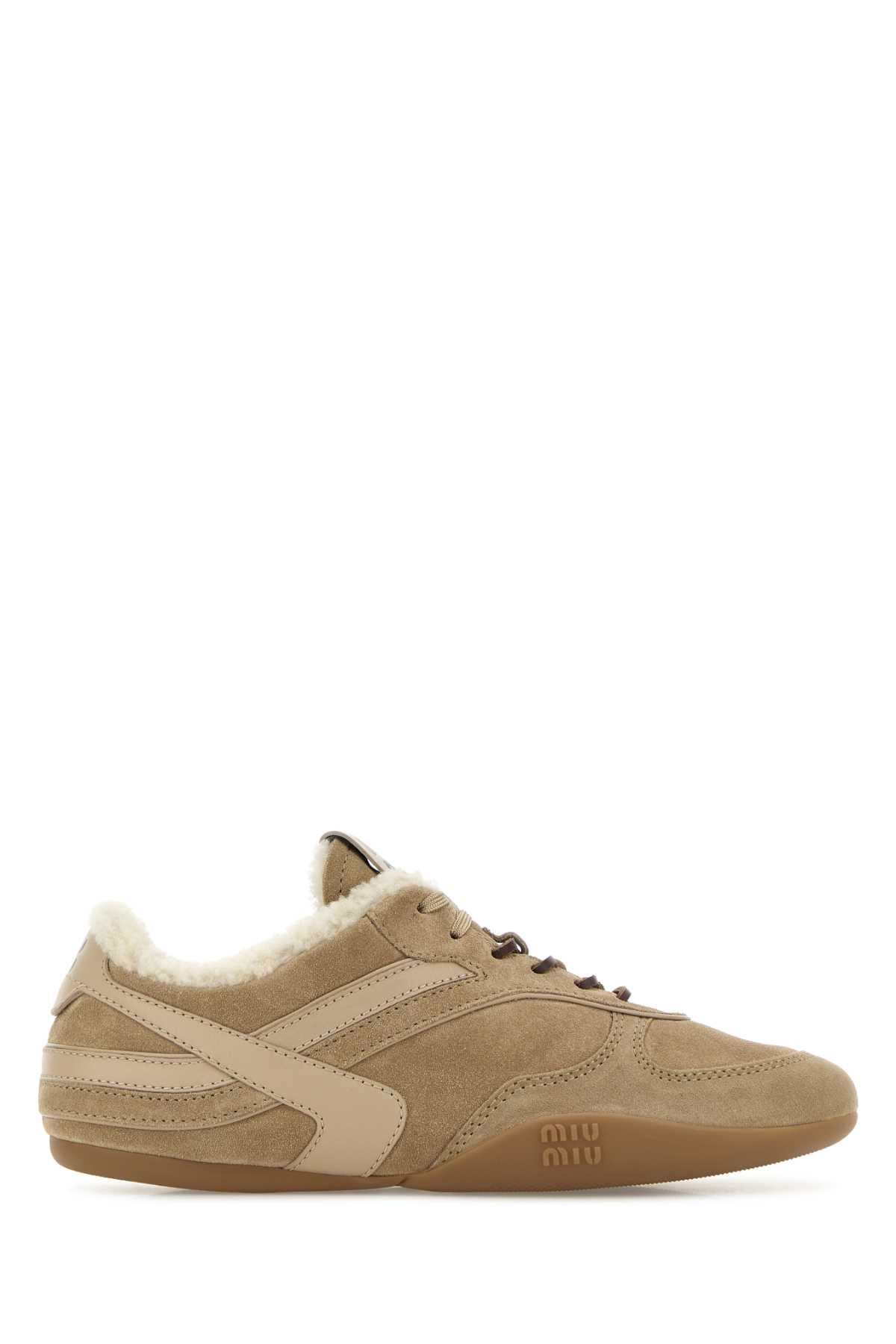 Miu Miu Women Beige Suede Sneakers MIU MIU