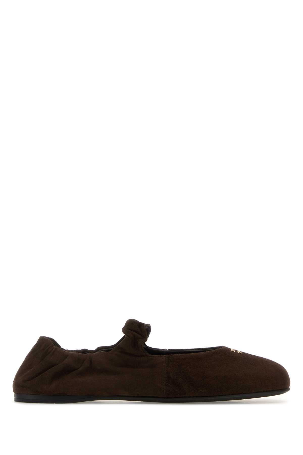 Miu Miu Women Dark Brown Suede Ballerinas MIU MIU