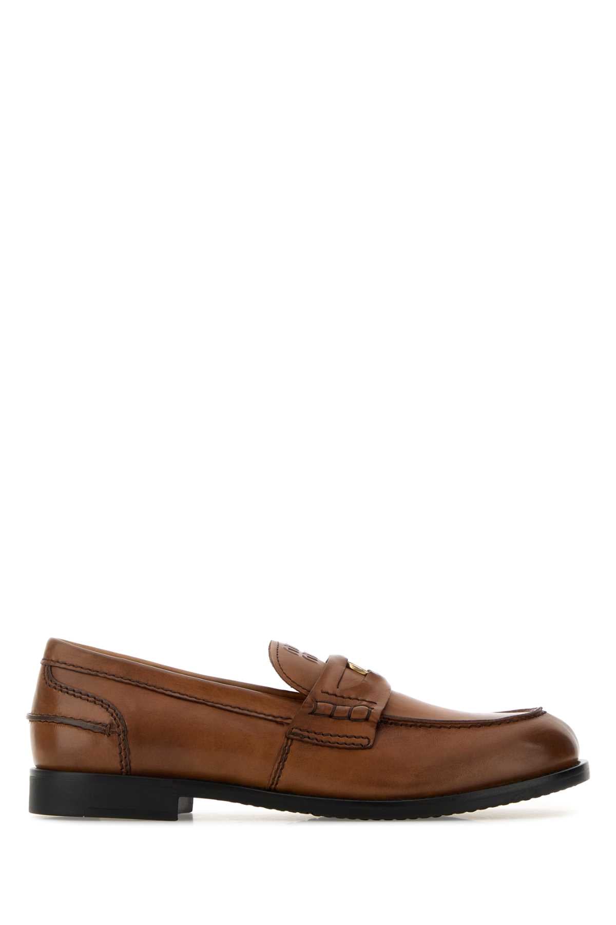 Miu Miu Women Caramel Leather Loafers MIU MIU